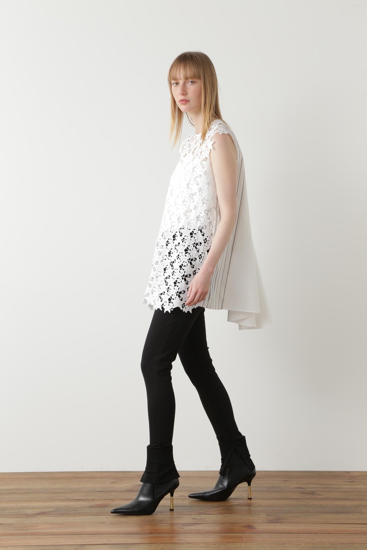 Star Lace/Stripe Combi Blouse