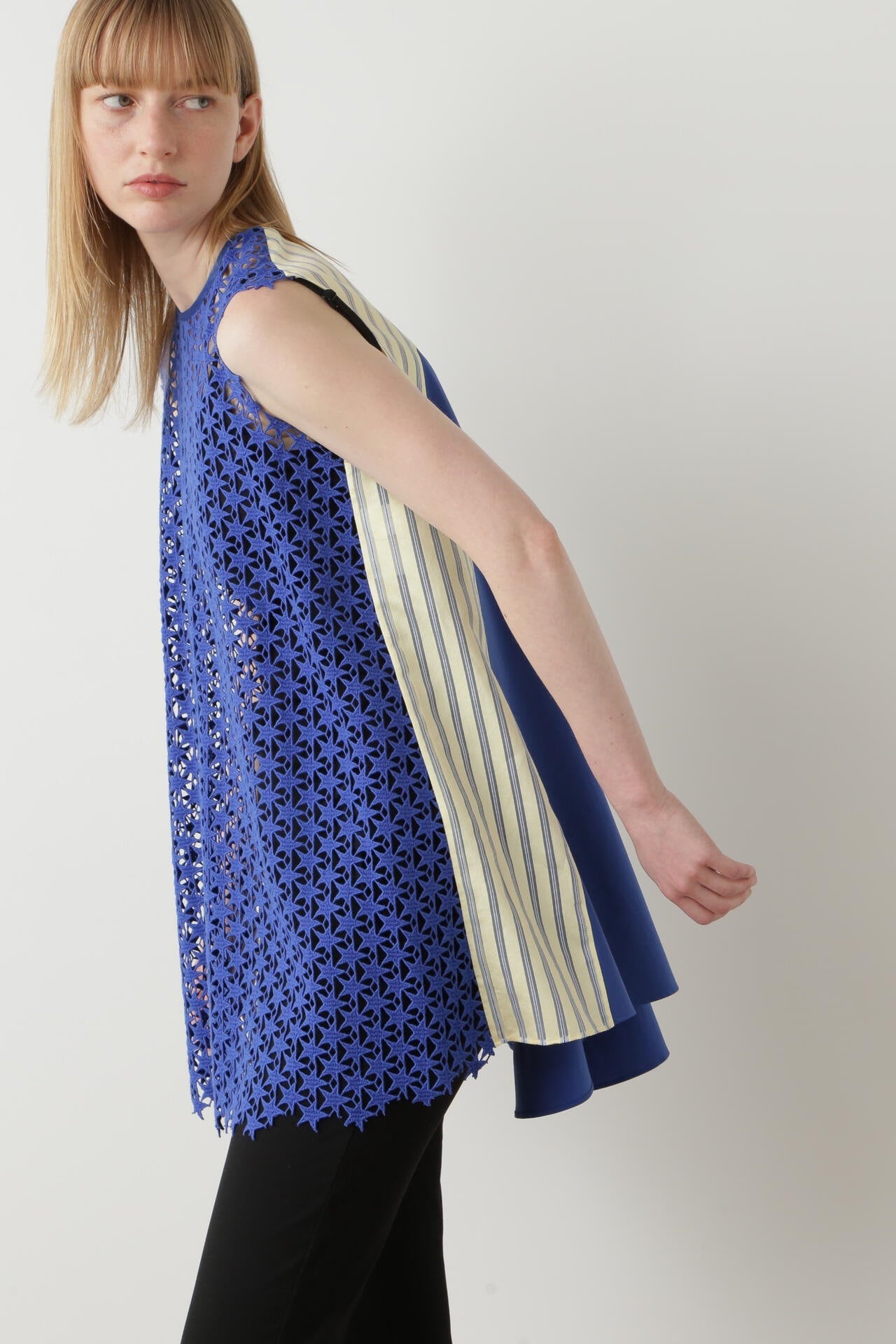 Star Lace/Stripe Combi Blouse