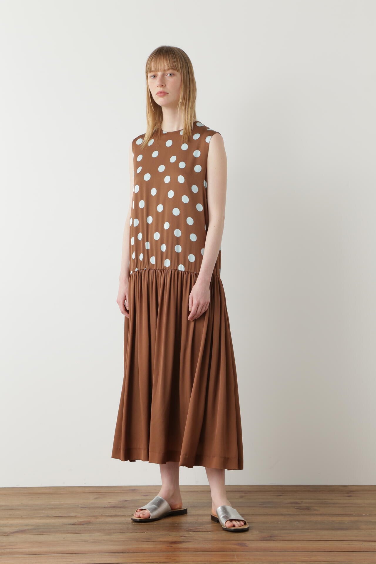 Printed Silk Dot Dress