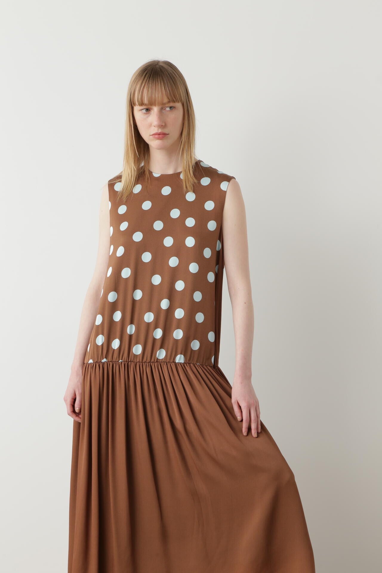 Printed Silk Dot Dress