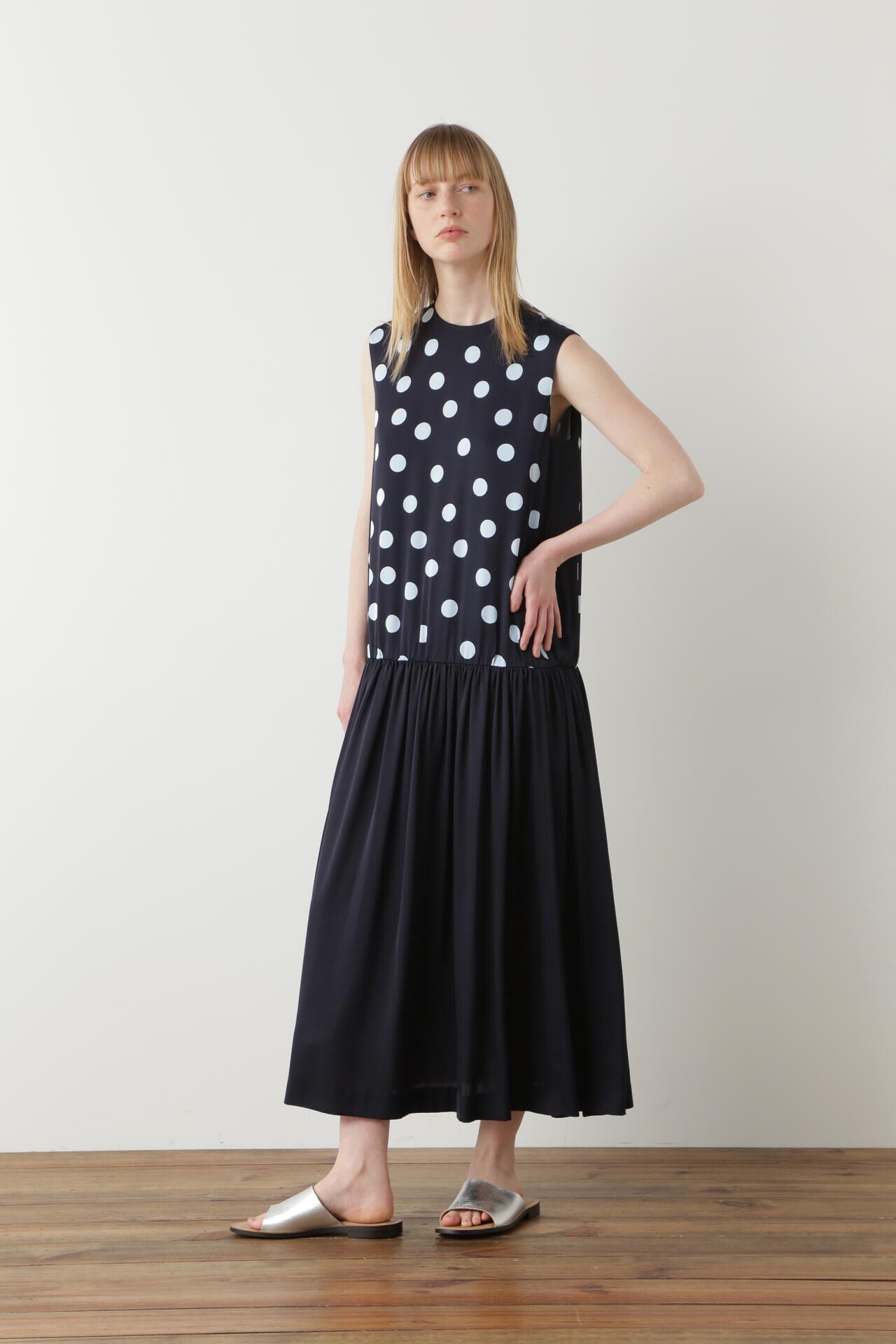 Printed Silk Dot Dress