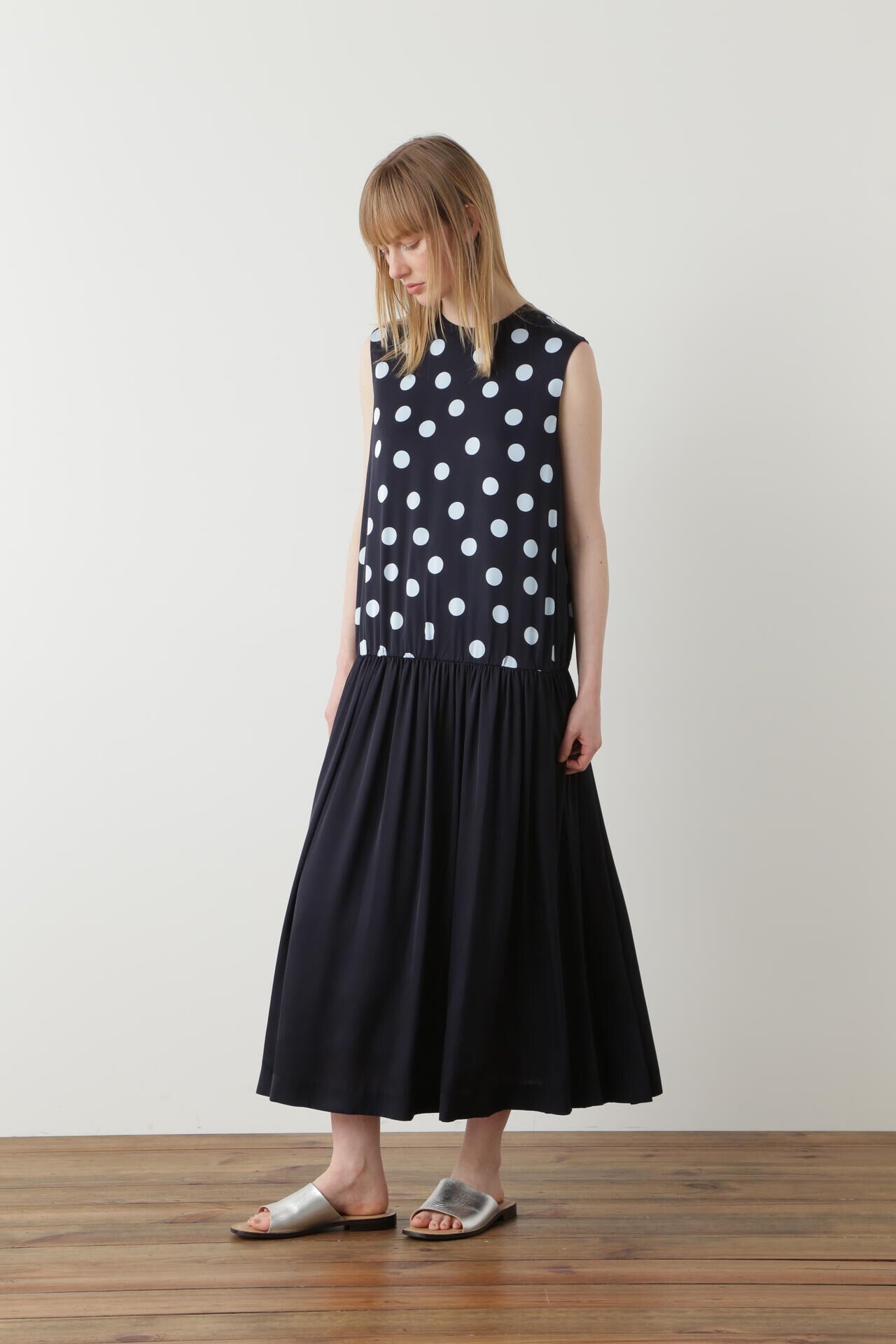 Printed Silk Dot Dress