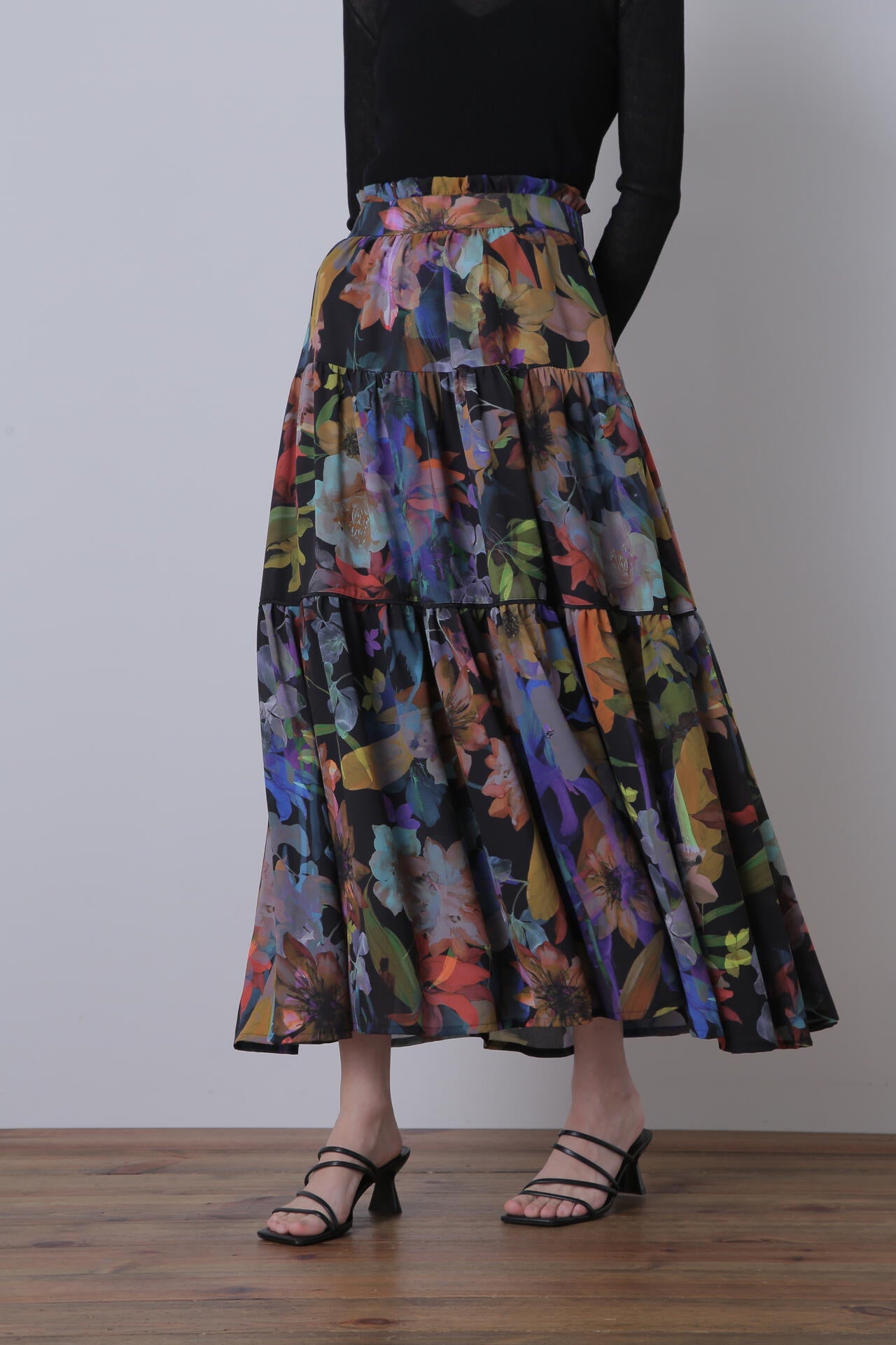 【TV着用】Flower Printed Flare Skirt