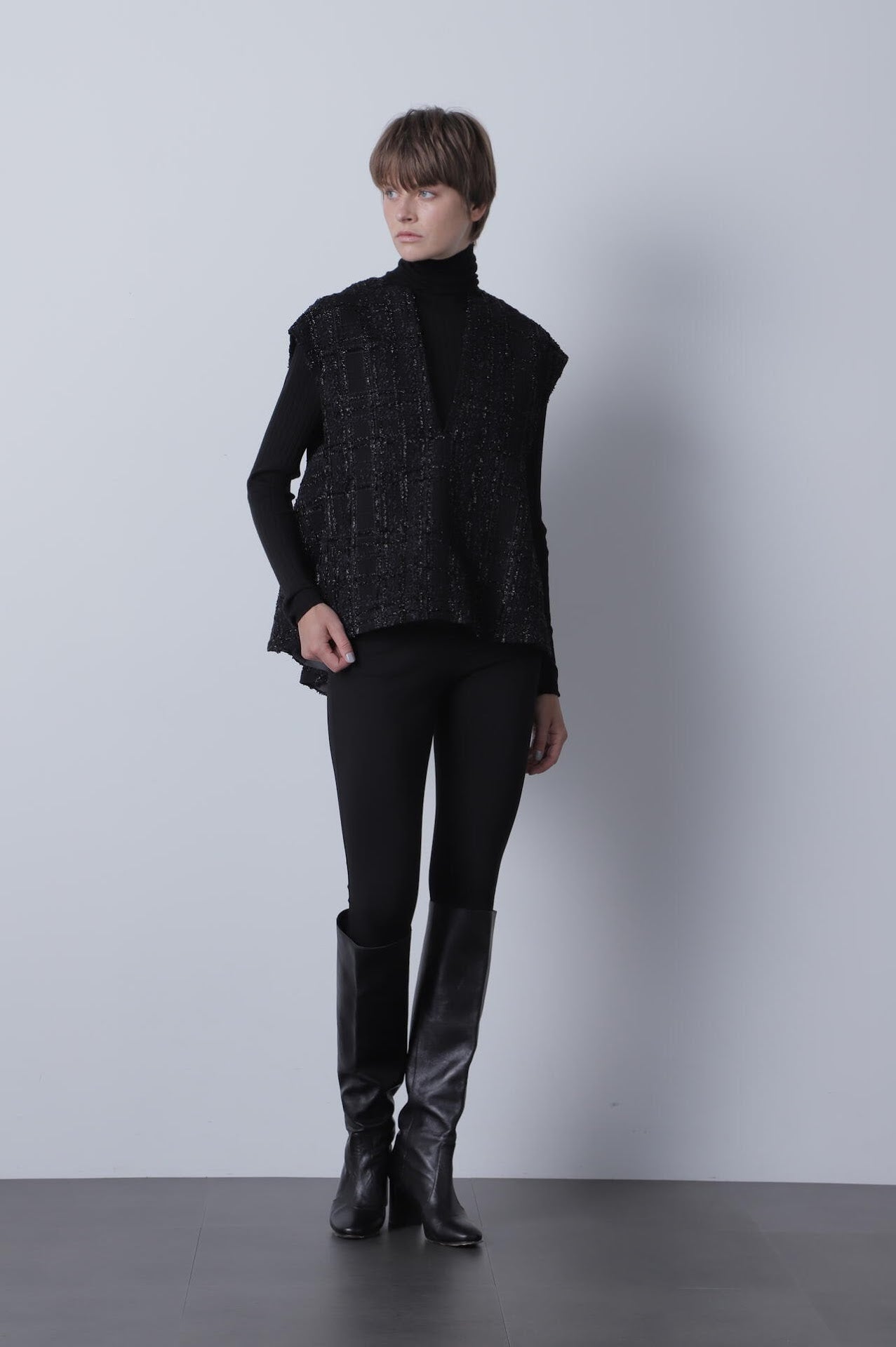 Tweed Back Peplum Gilet Blouse | STUMBLY（スタンブリー