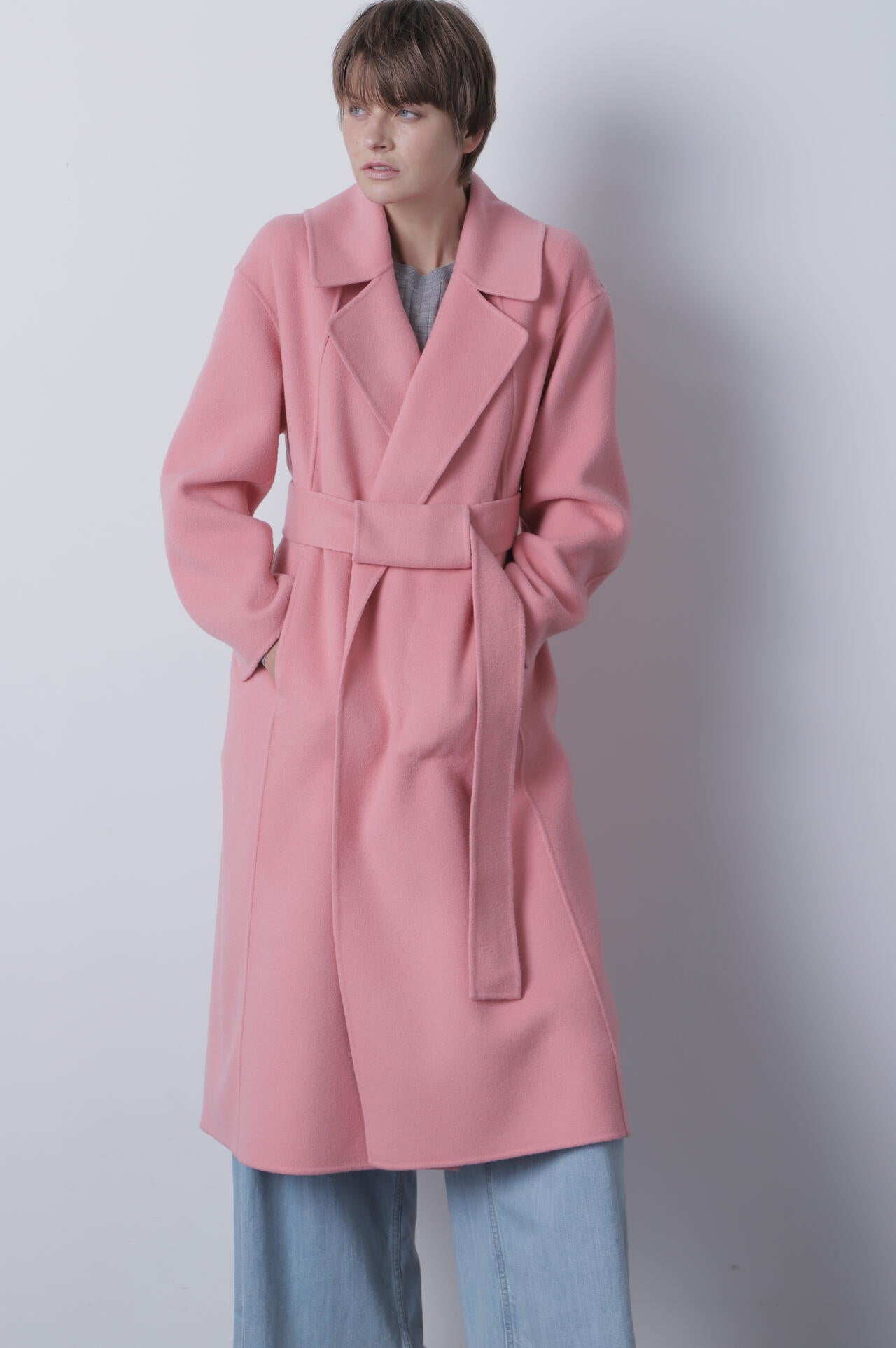 メタモルフォーゼ ロングコート ピンク　綿100％ Belted Panel Line Coat | STUMBLY（スタンブリー） ｜【公式】通販mix