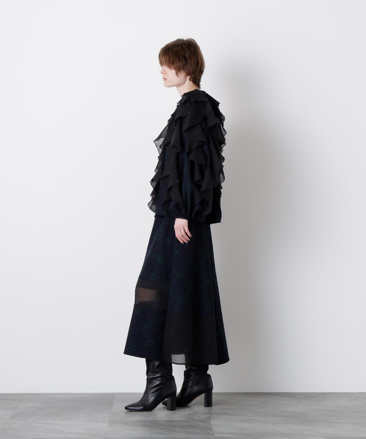 Sheer Combination Pattern Blouse