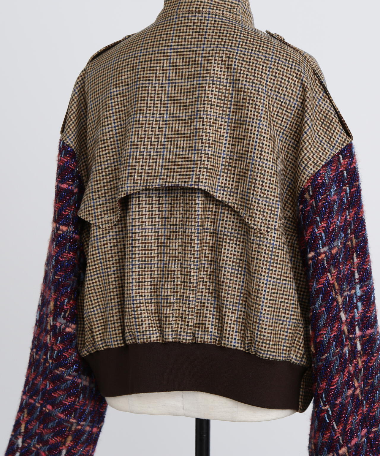 Tweed Sleeve Stand Zip UP JK