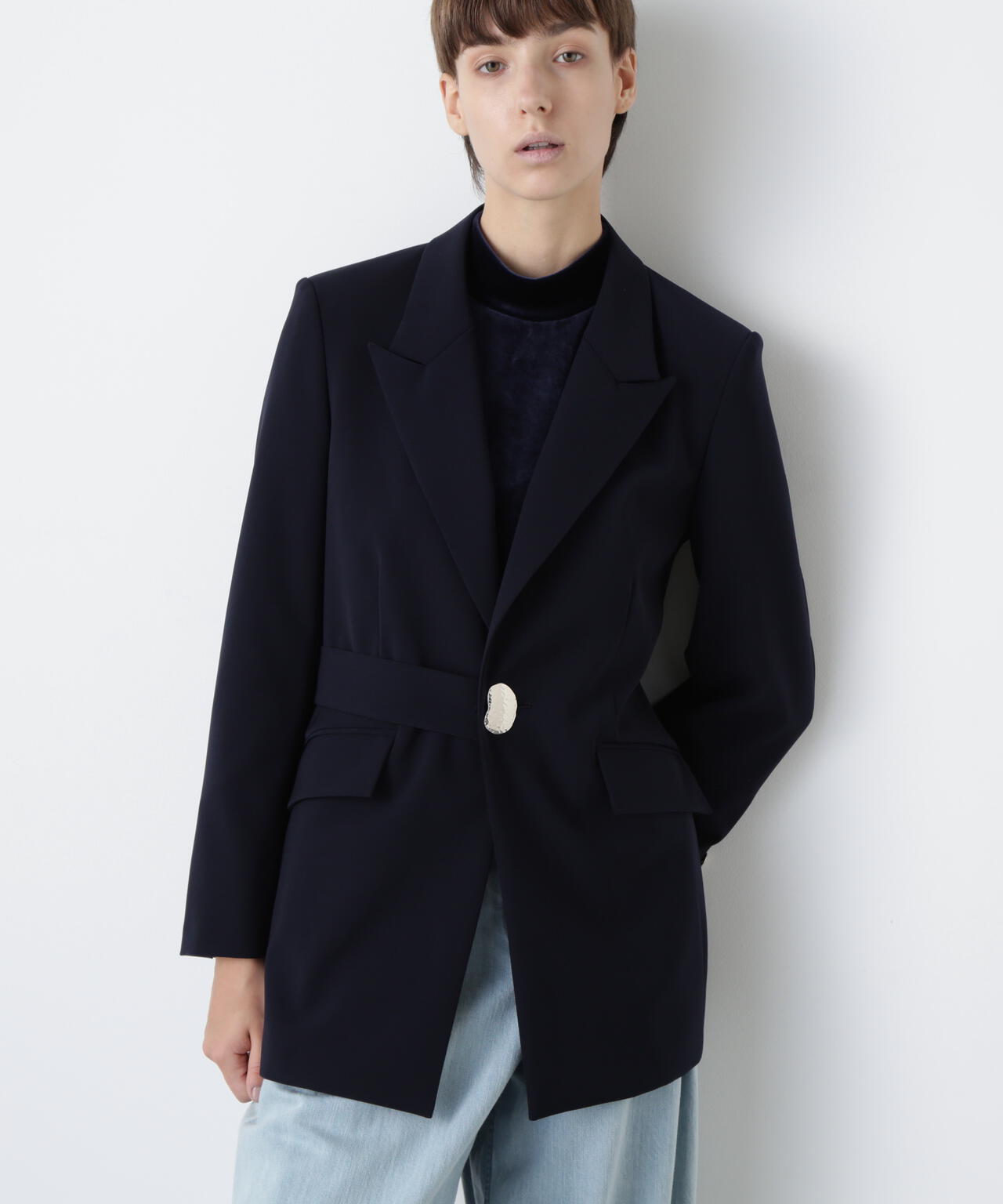 Belted Metal Button Jacket