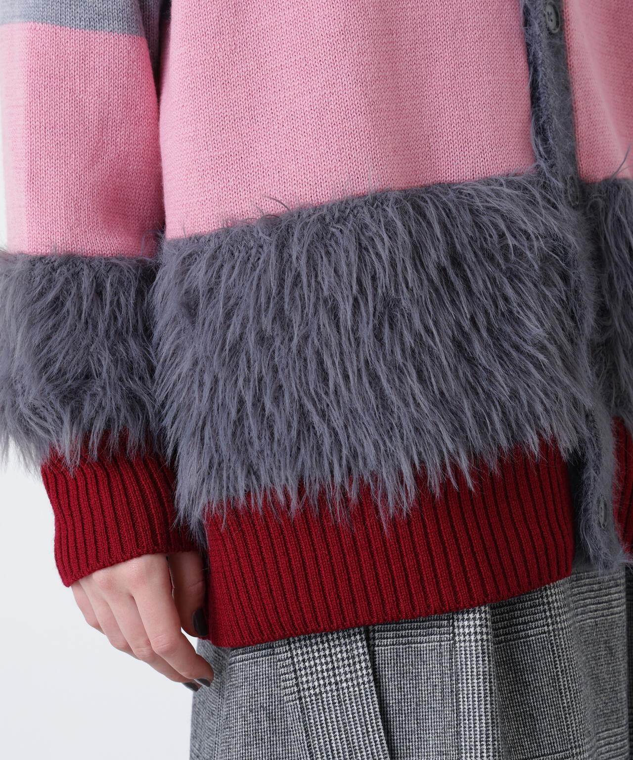 Fluffy Yarn Combi Cardigan