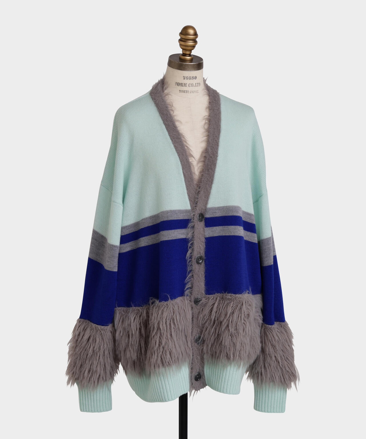 Fluffy Yarn Combi Cardigan