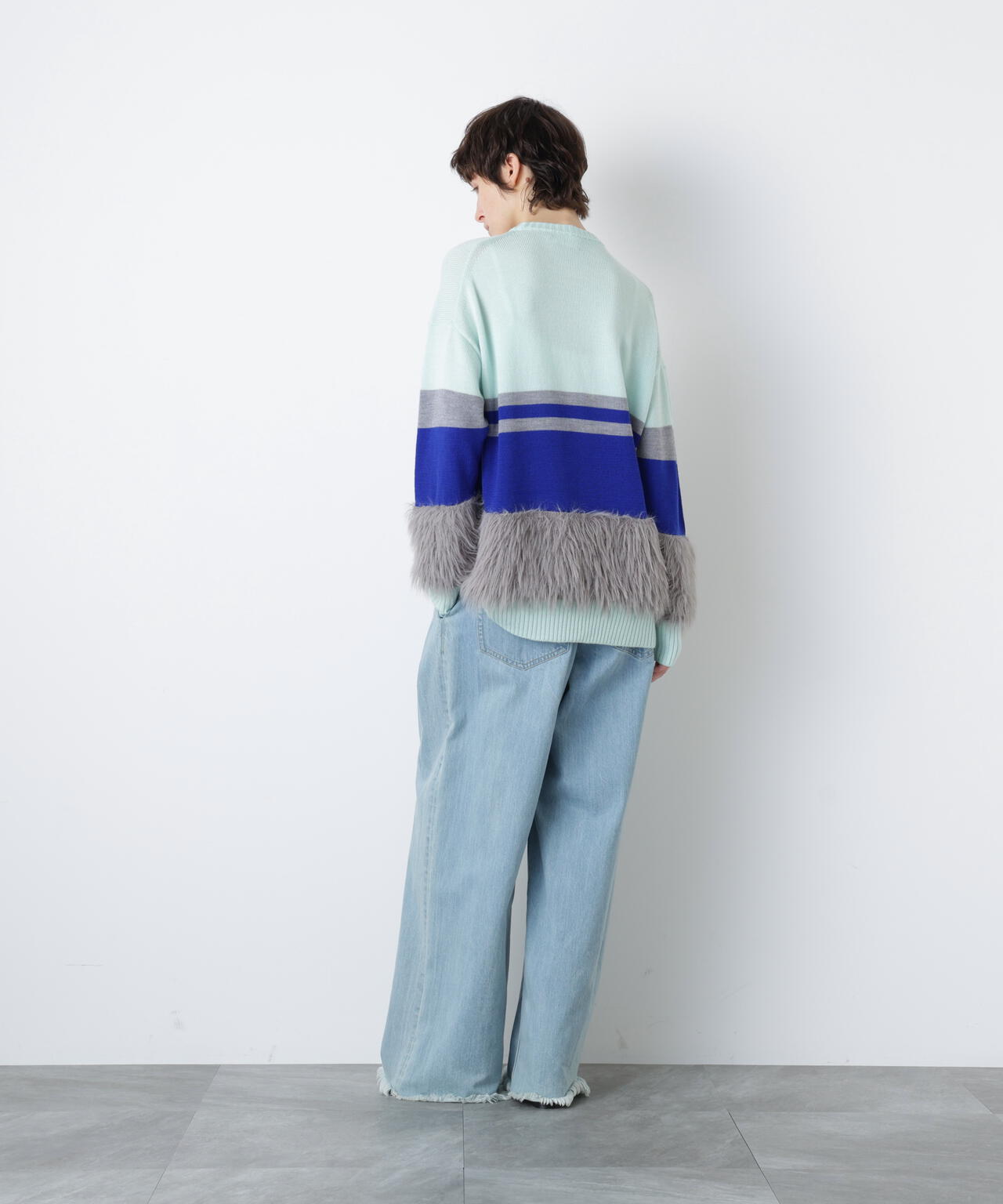 Fluffy Yarn Combi Pullover