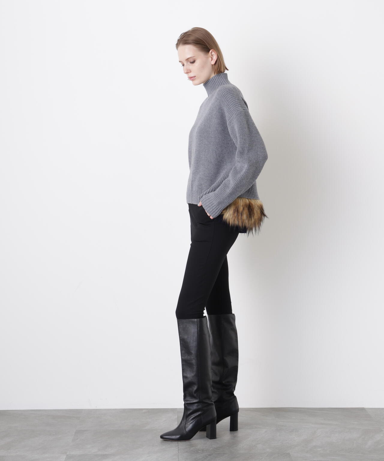 Fur Trim Combi Pullover