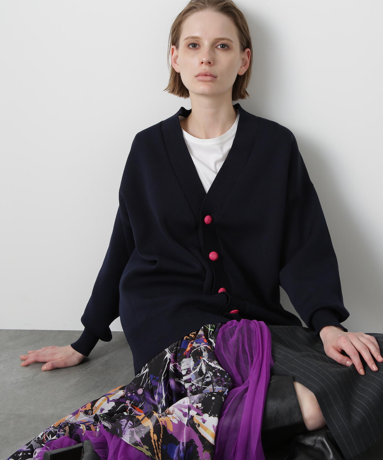 Painted Metal Button Cardigan