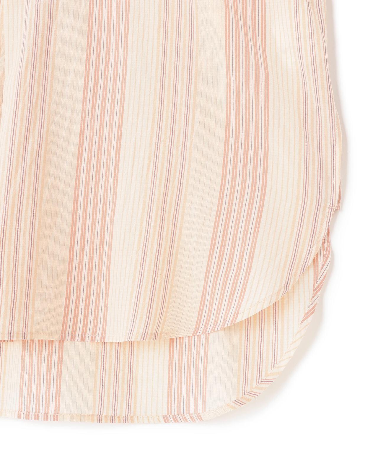 quitan / COTTON SILK 'STRIKE-OFF' STRIPE SMALL COLLAR PULLOVER SHIRT