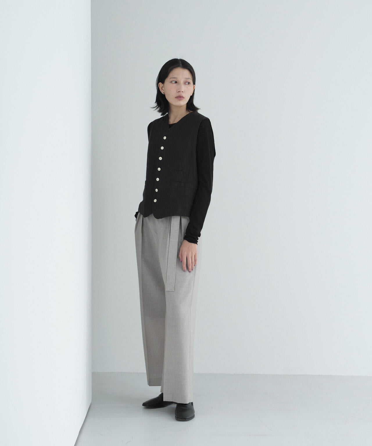 [別注]quitan / LINEN CANVAS LONG GILET