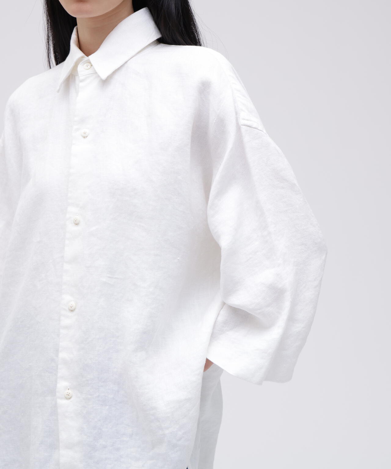quitan / HEMP TWILL REGULAR COLLAR 3/4 SHIRT
