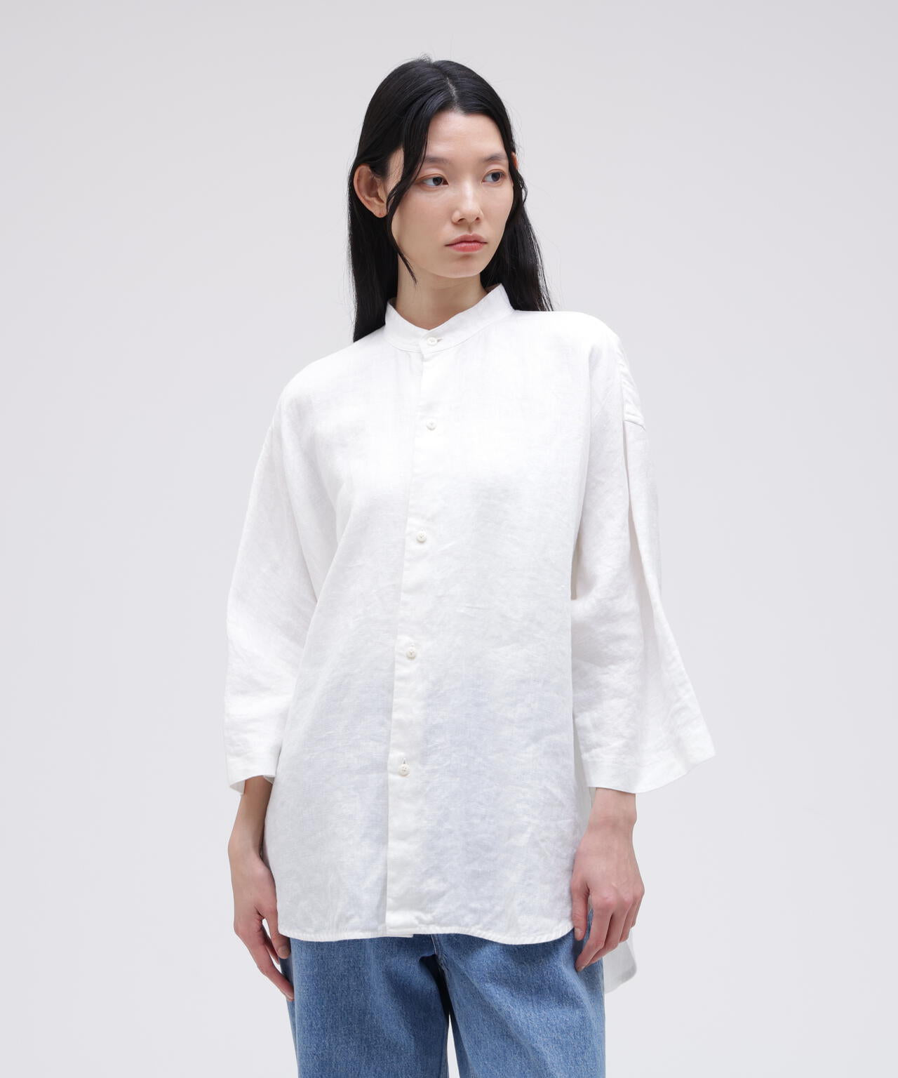 quitan / HEMP TWILL REGULAR COLLAR 3/4 SHIRT