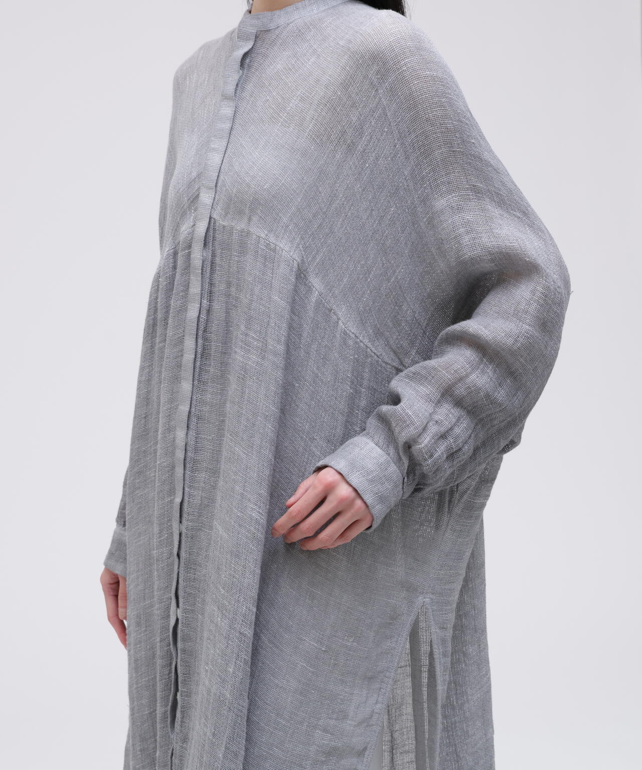 quitan / ORGANIC 56 LINEN SLUB LINEN BASKET AO DAÏ B/C LONG SHIRT