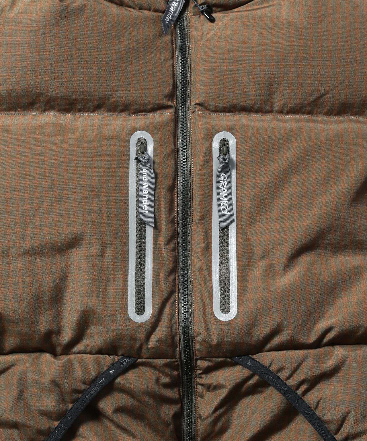 GRAMICCI × and wander wool check down jacket