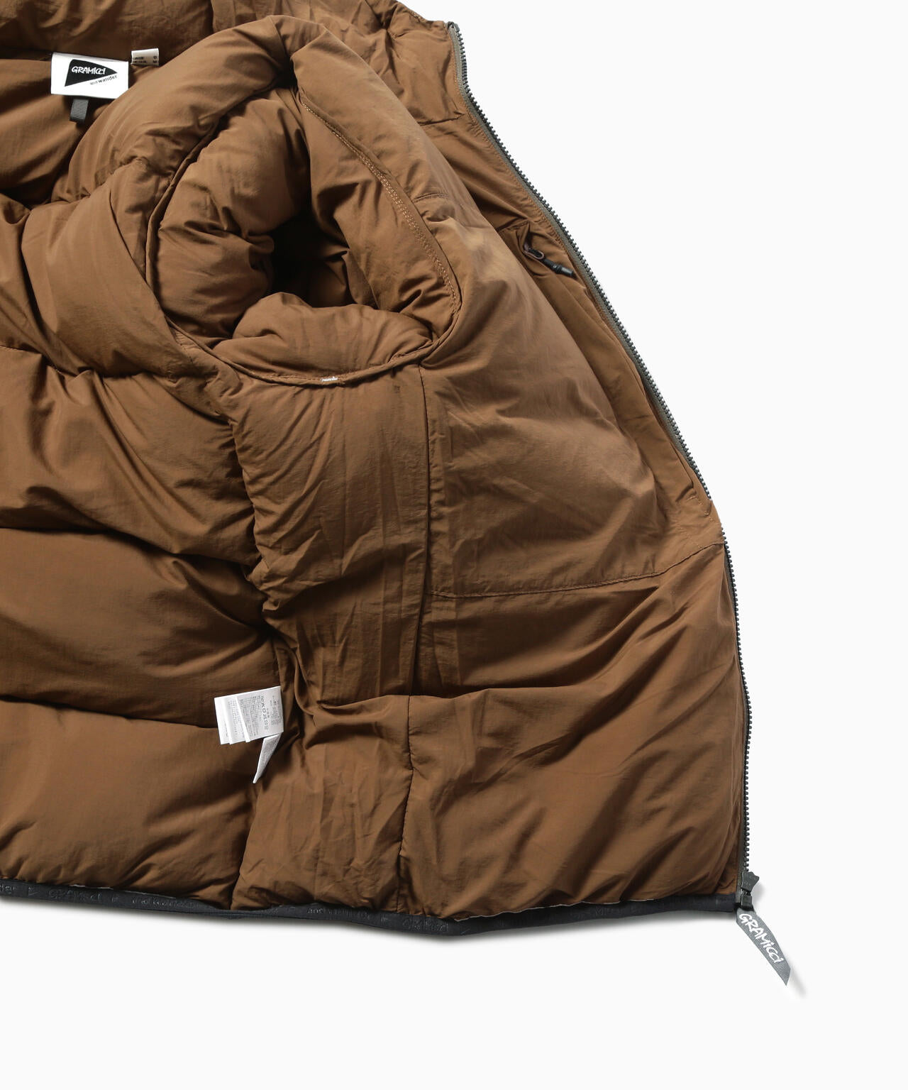 GRAMICCI × and wander wool check down jacket