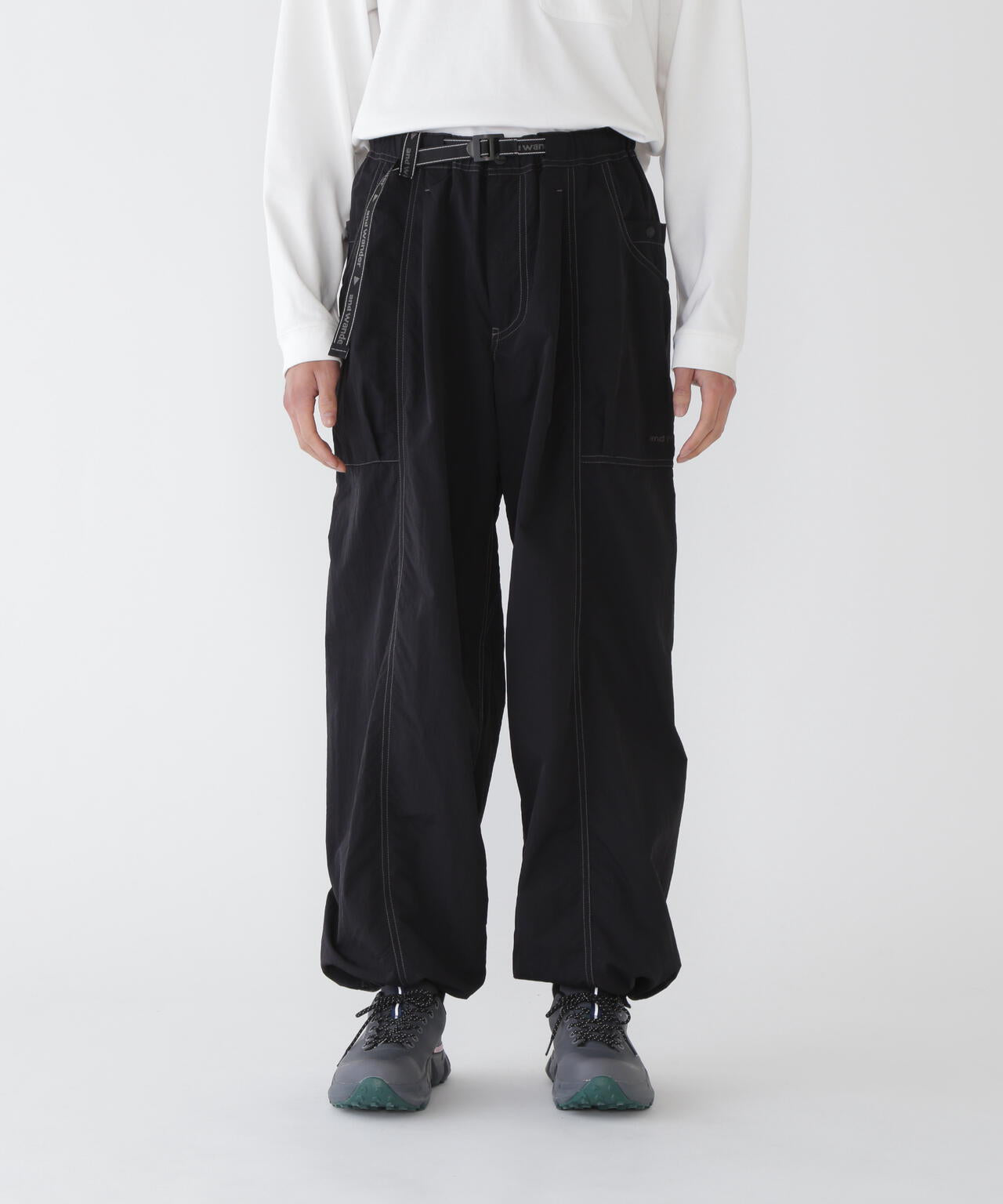 crinkled nylon pants