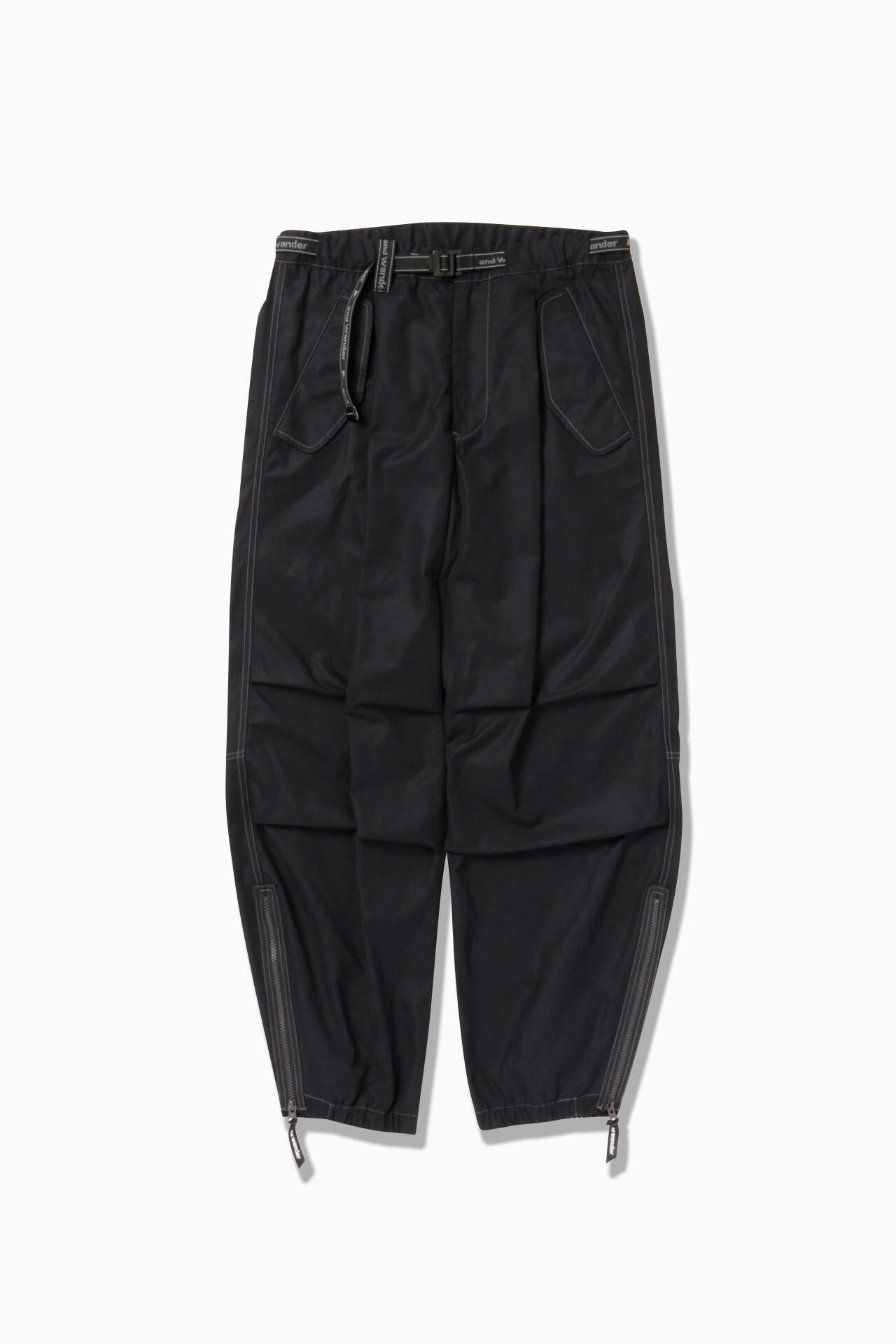 high count cloth side zip hem pants | and wander（アンドワンダー
