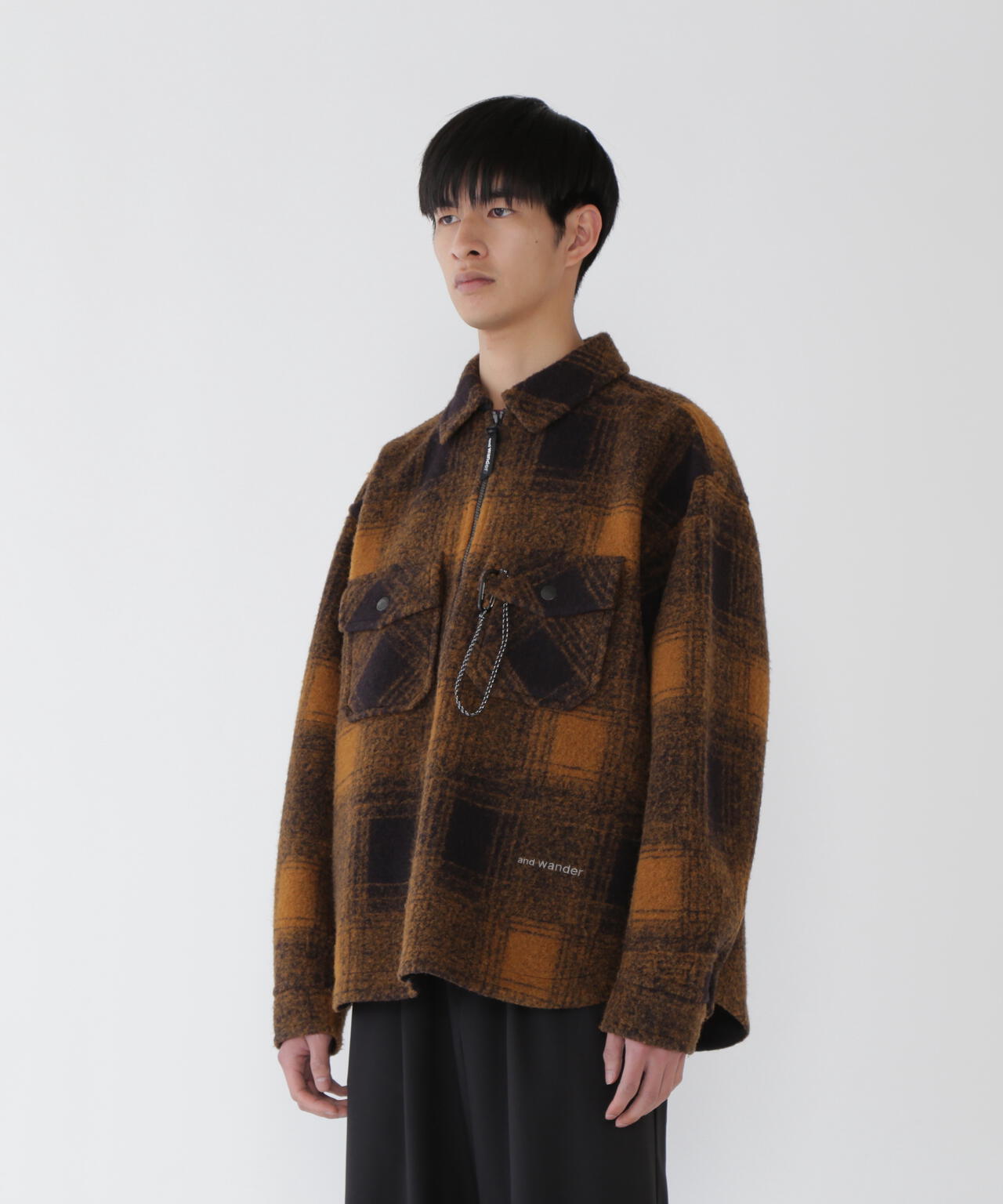 wool shaggy zip jacket | and wander（アンドワンダー