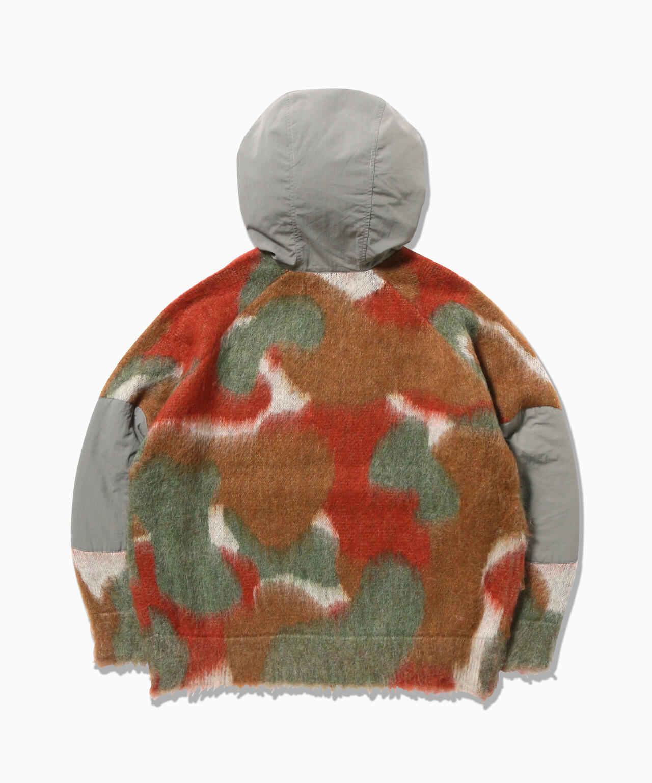 mix color shaggy knit hoodie