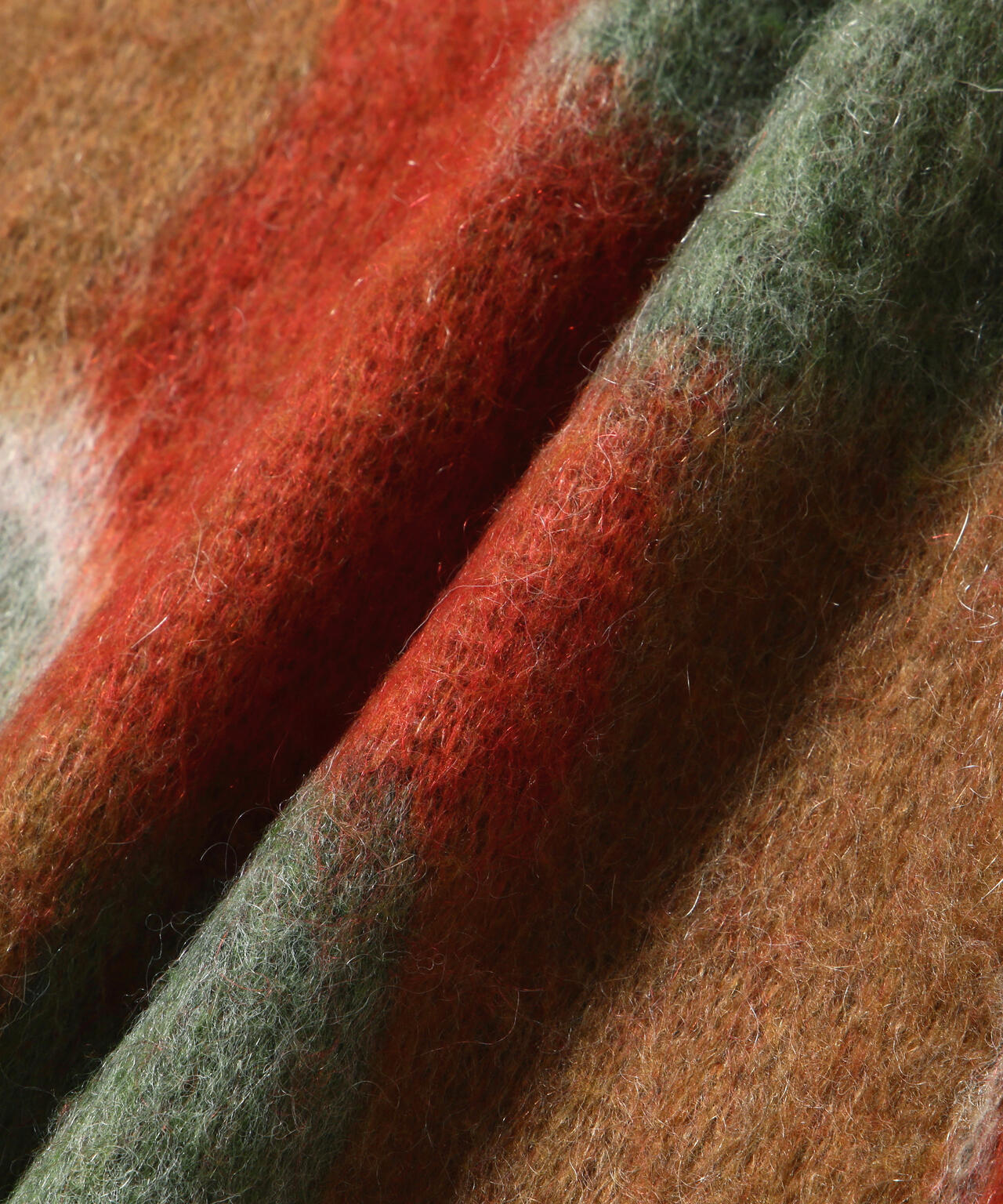 mix color shaggy knit hoodie