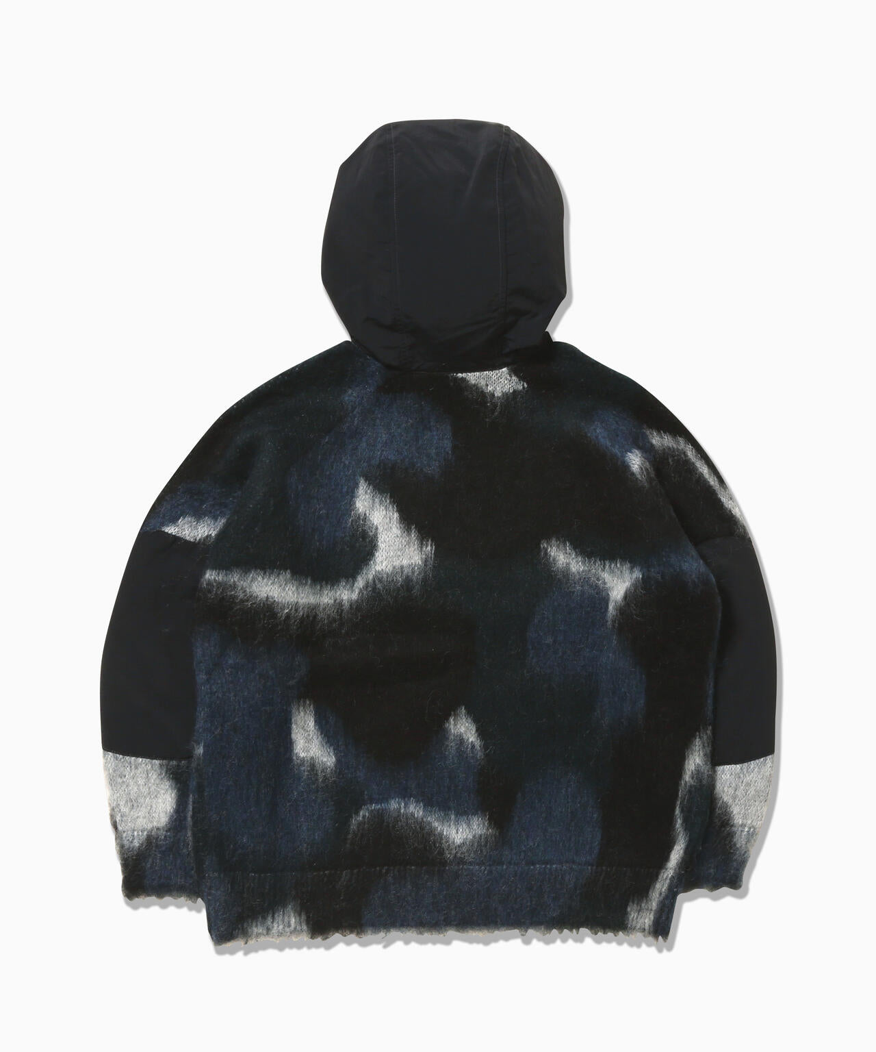 mix color shaggy knit hoodie