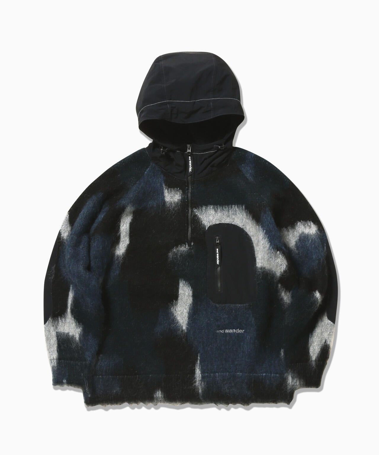 mix color shaggy knit hoodie | and wander（アンドワンダー