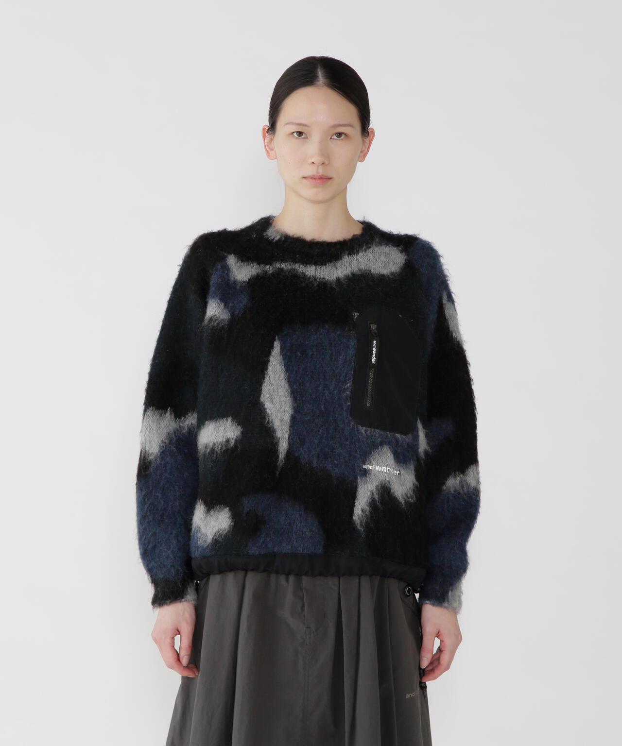 mix color shaggy knit sweater