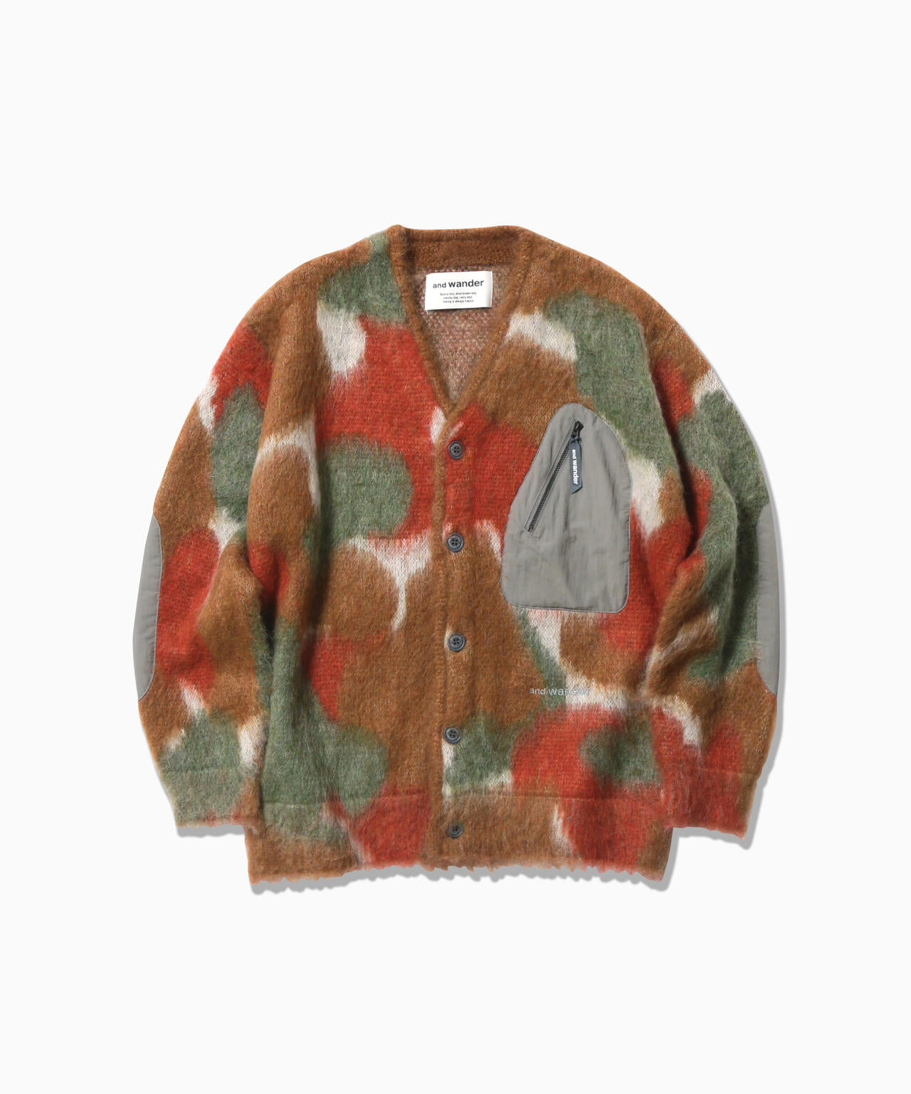 mix color shaggy knit cardigan | and wander（アンドワンダー