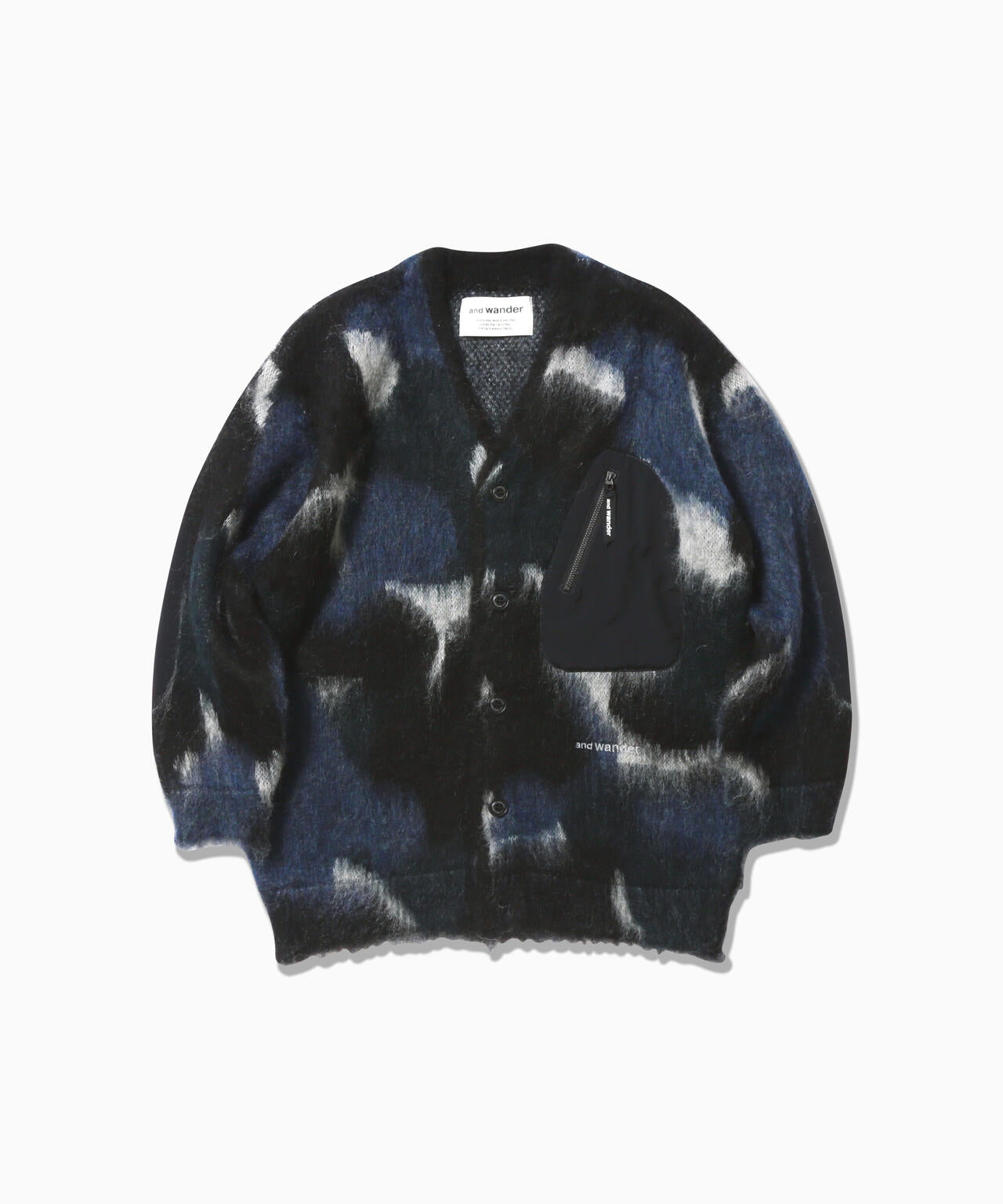 mix color shaggy knit cardigan | and wander（アンドワンダー