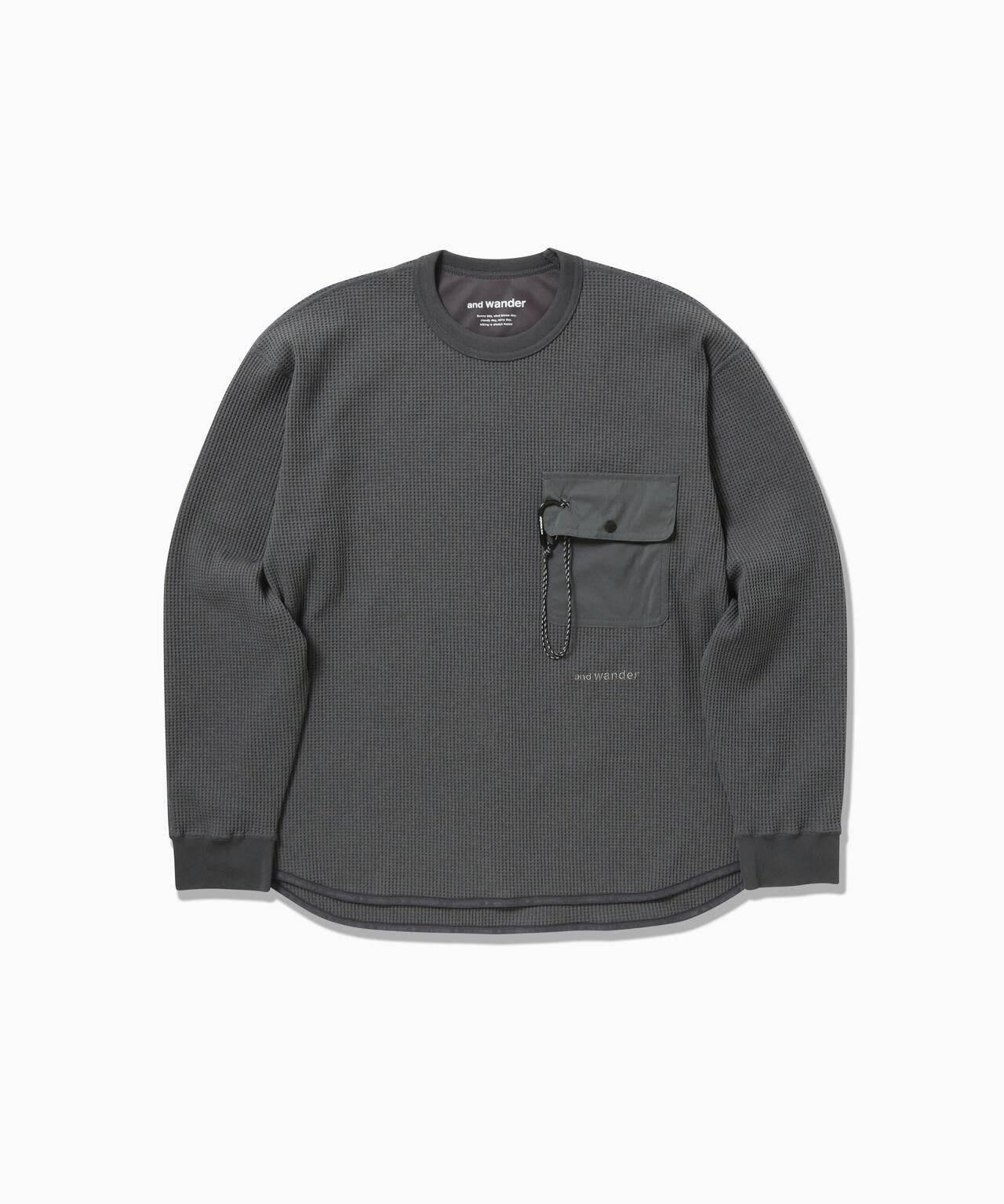 PE waffle long sleeve T | and wander（アンドワンダー） ｜【公式