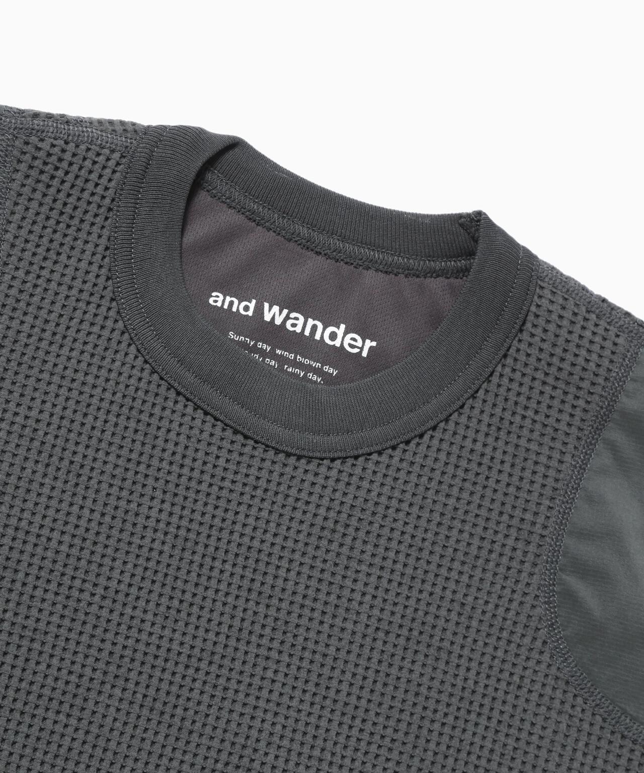 PE waffle short length T (W) | and wander（アンドワンダー