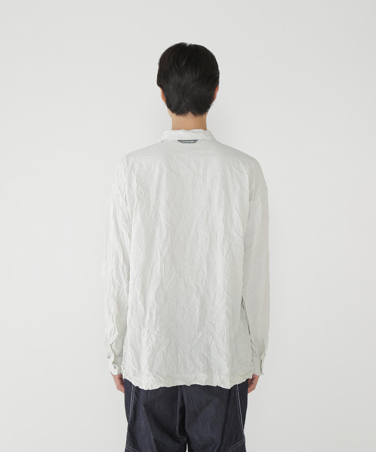 washer pleated open LS shirt (M)