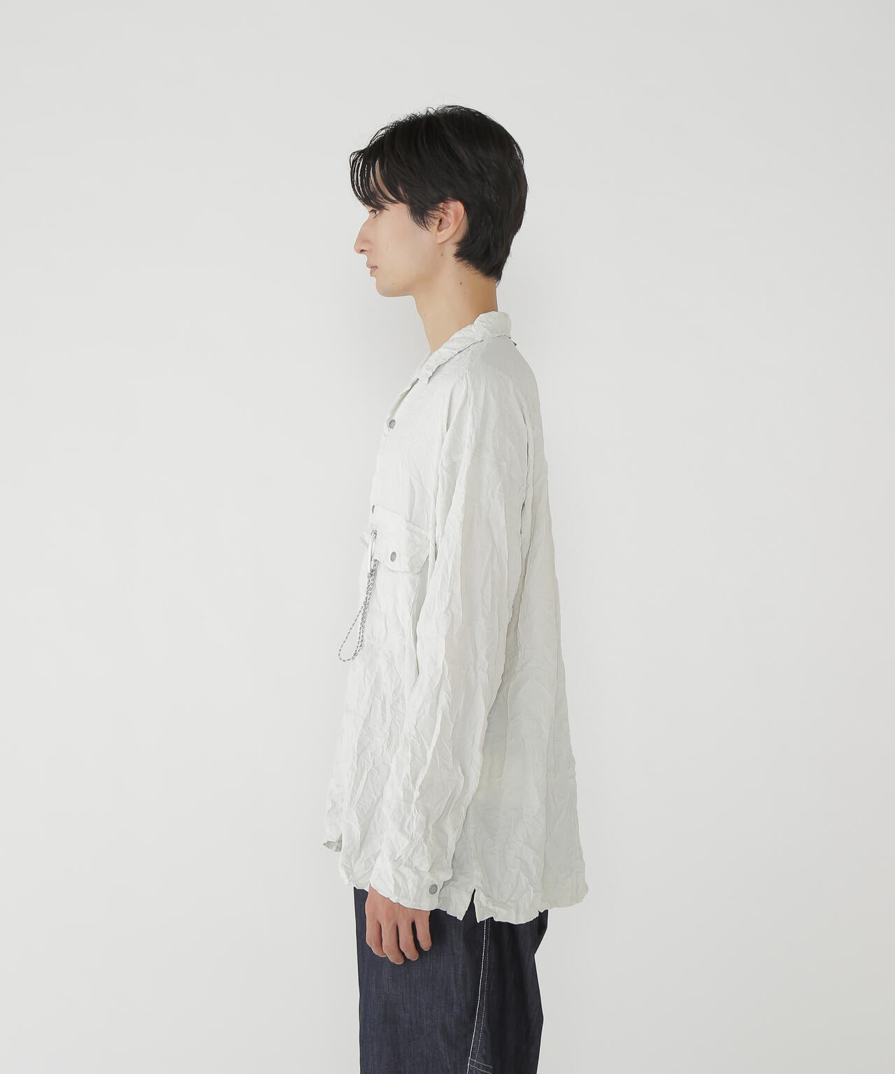 washer pleated open LS shirt (M)
