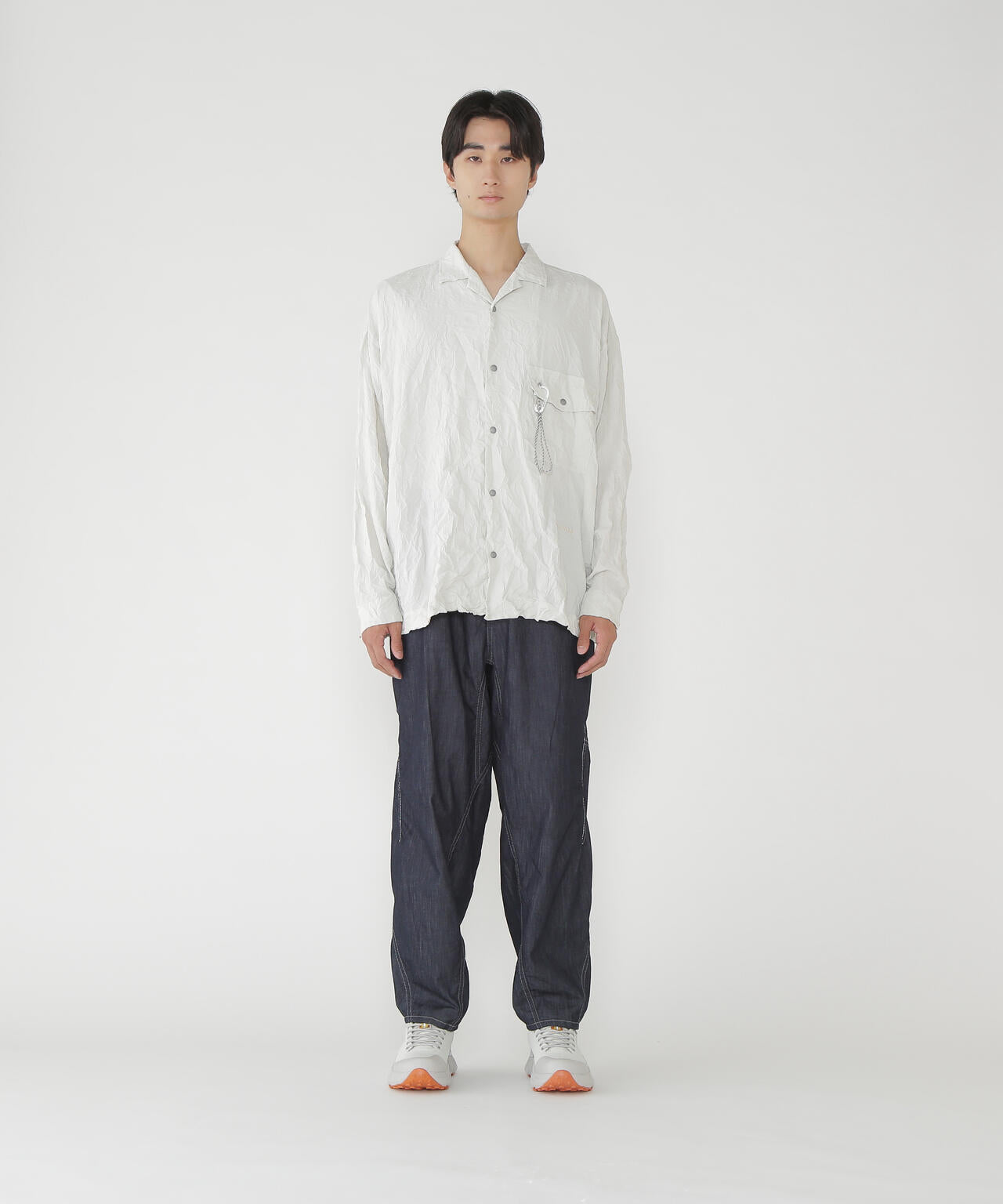 washer pleated open LS shirt (M)