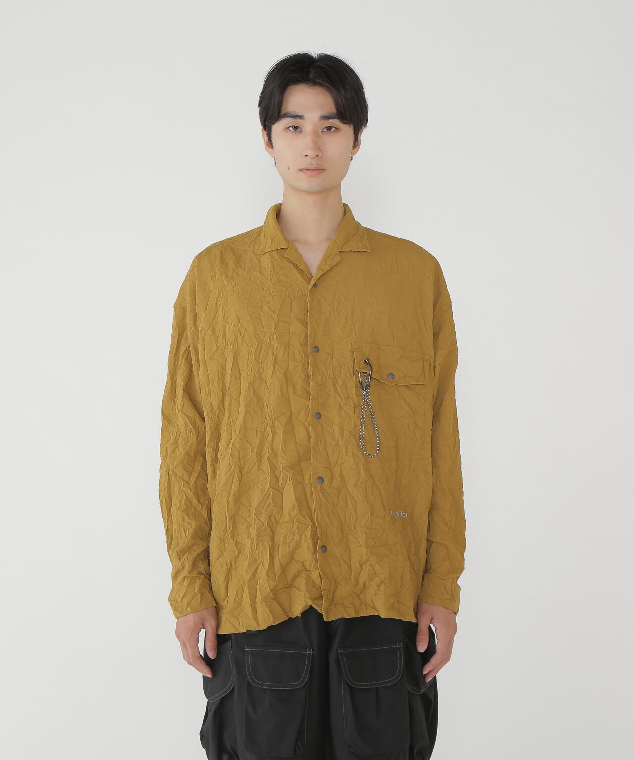 washer pleated open LS shirt (M)