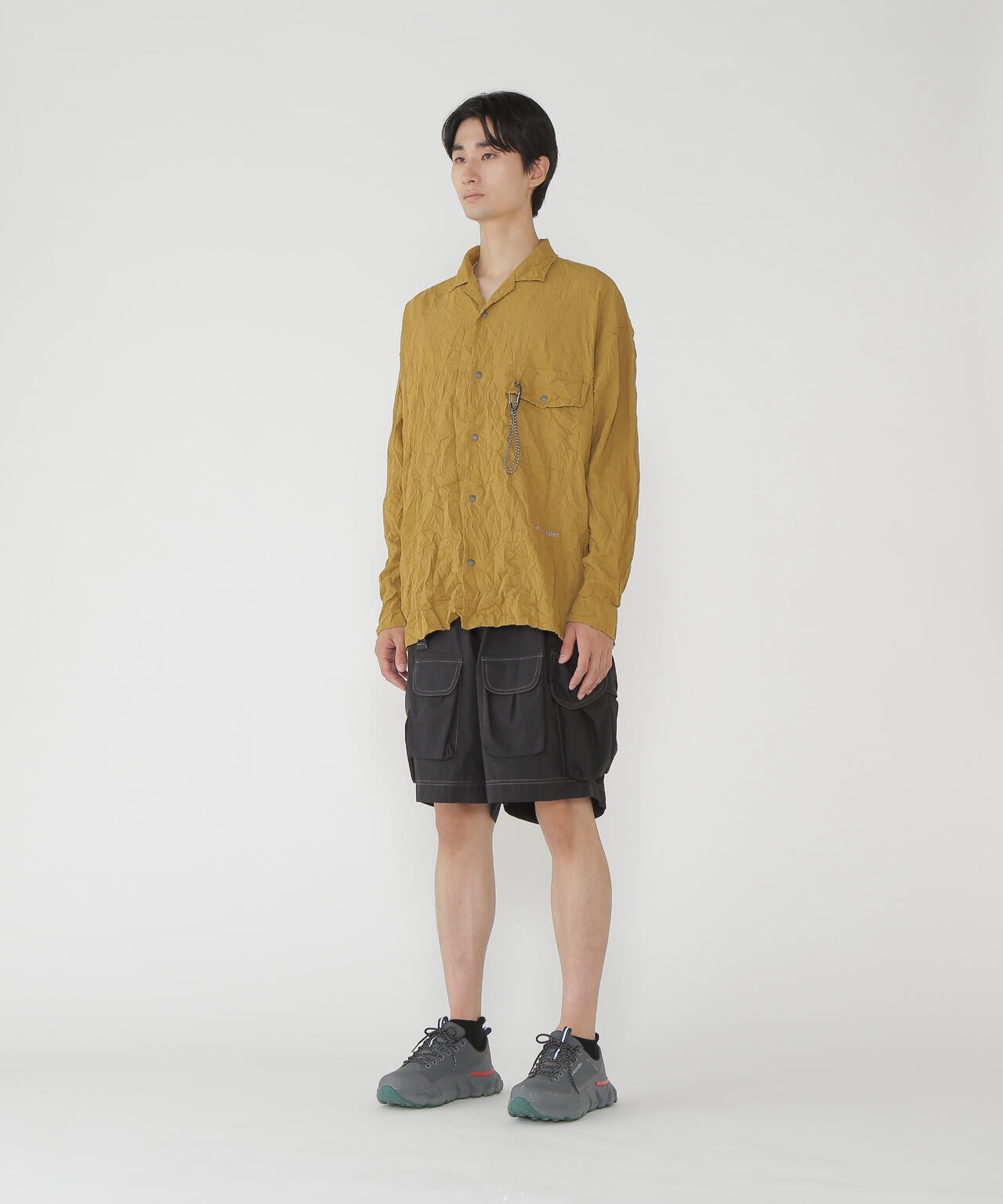 washer pleated open LS shirt (M)