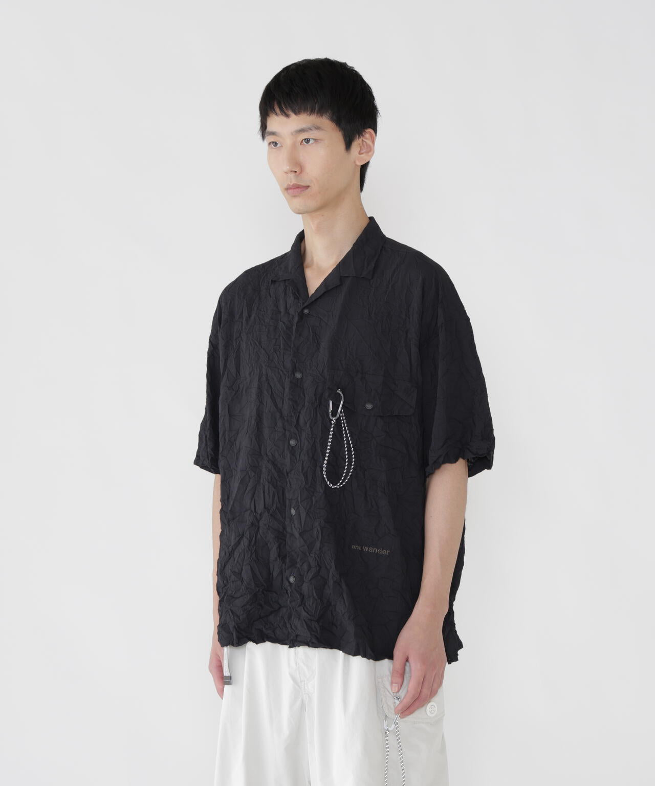 andwanp popup 専用 washer pleated open SS shirt (M) | and wander（アンドワンダー