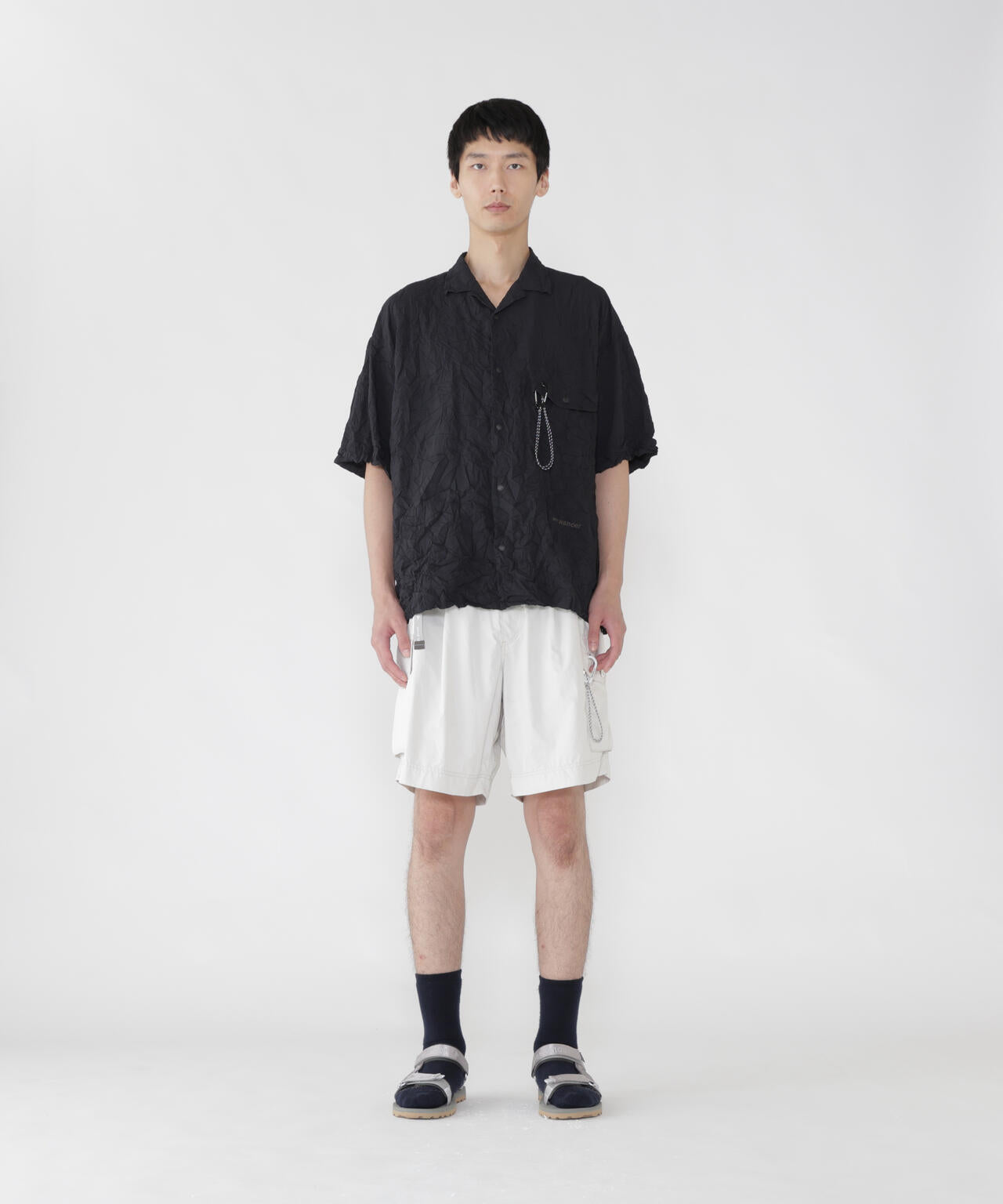 washer pleated open SS shirt (M) | and wander（アンドワンダー