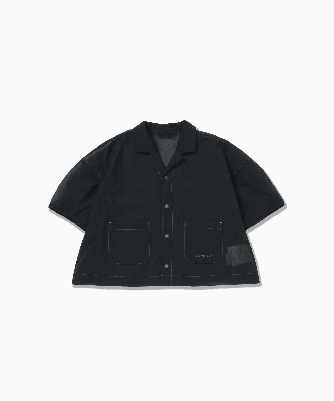 トップス andwang Minimal Frill Sheer Shirt sheer ripstop SS shirt (W) | シアー リップストップ クロップド