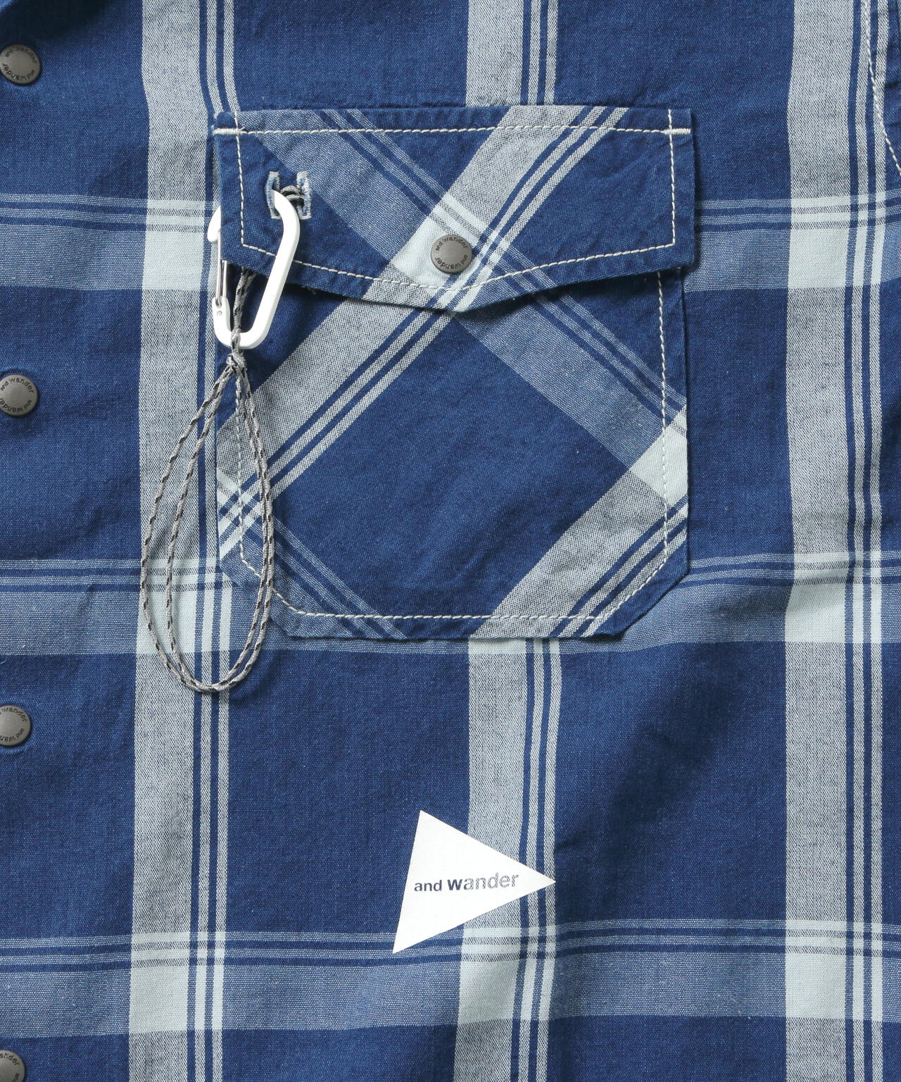 indigo check LS shirt (M) | and wander（アンドワンダー） ｜【公式