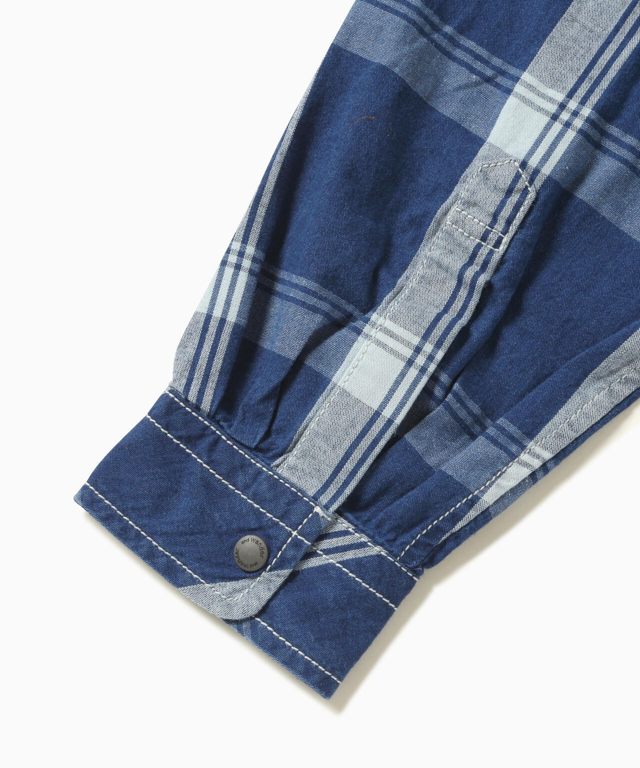 indigo check LS shirt (M) | and wander（アンドワンダー） ｜【公式