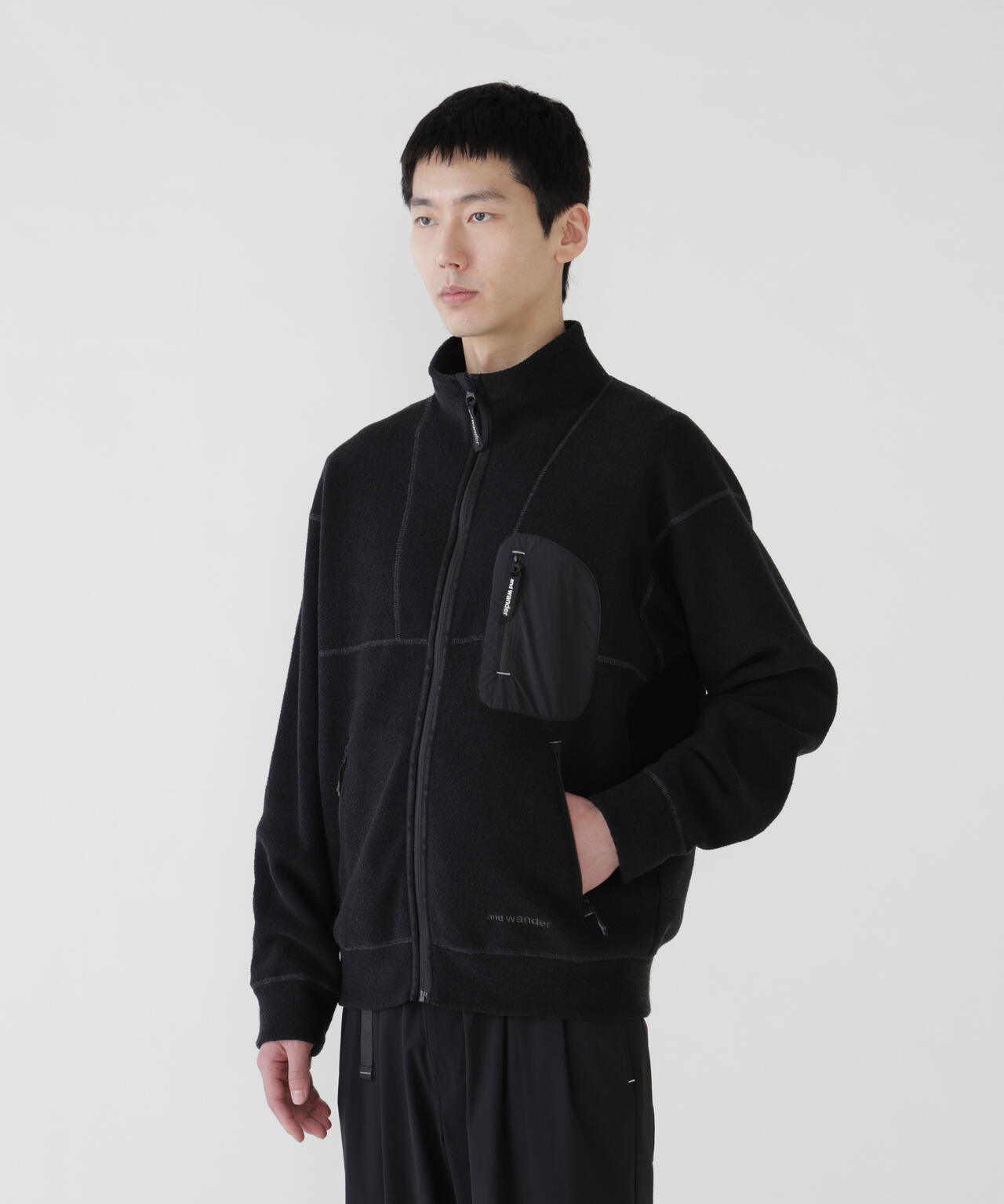 PE warm pile stand zip | and wander（アンドワンダー） ｜【公式