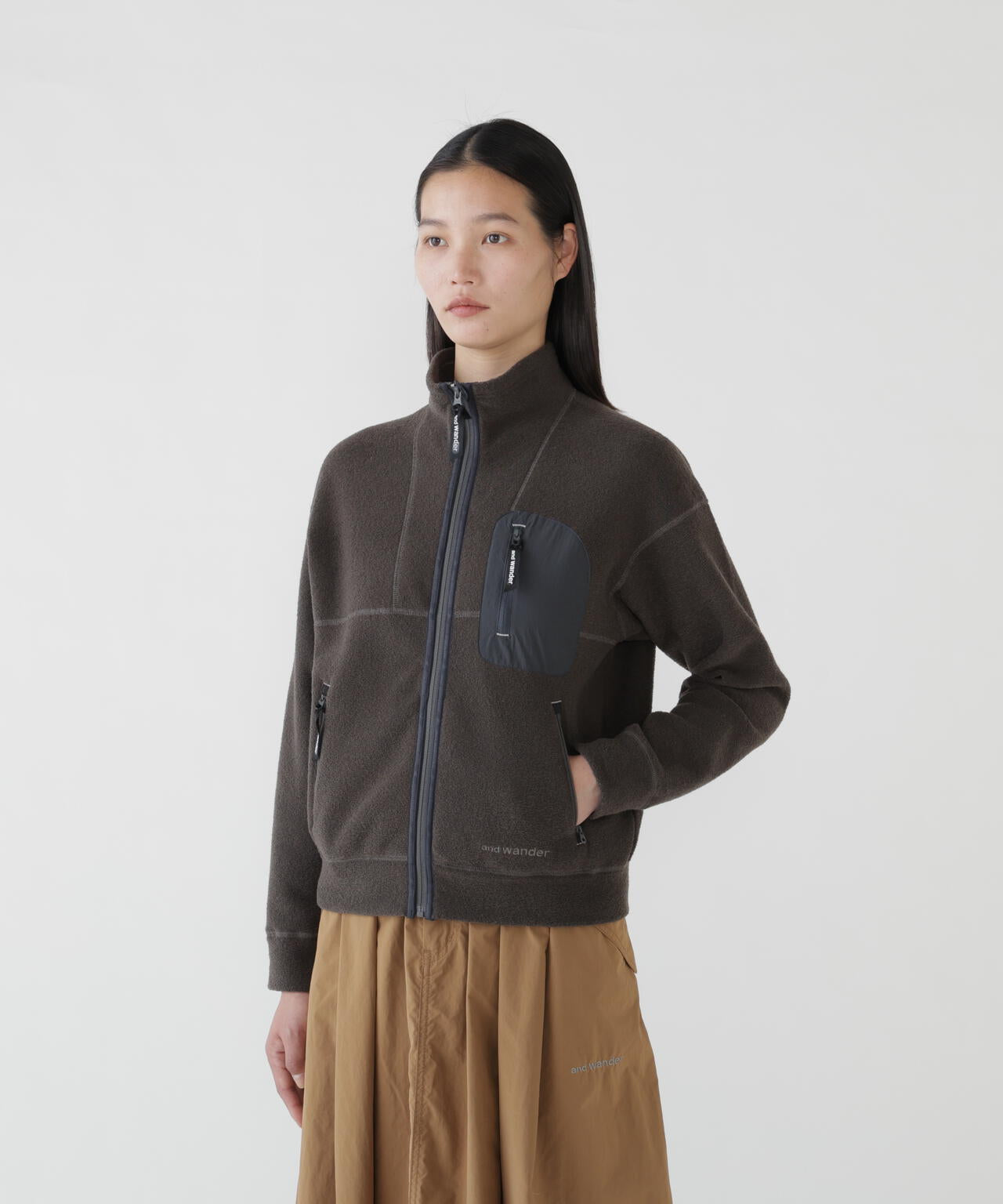 PE warm pile stand zip | and wander（アンドワンダー） ｜【公式