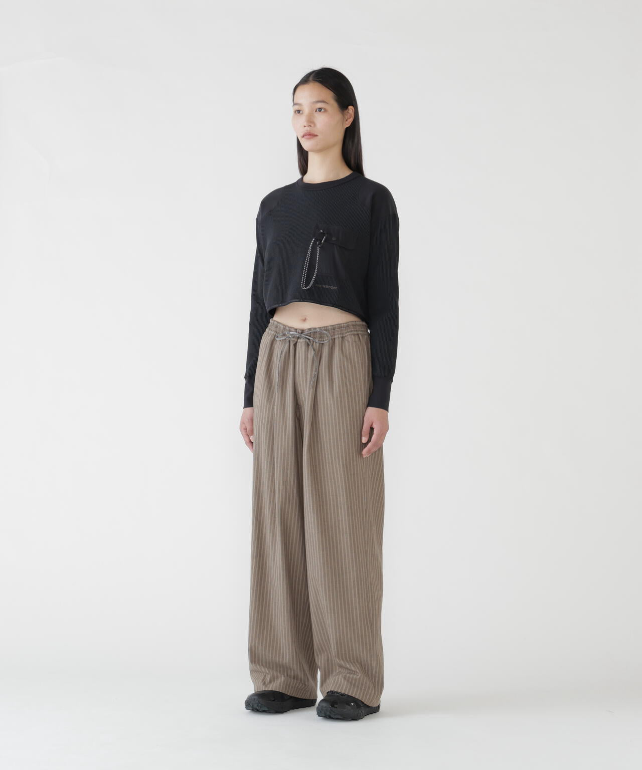 PE waffle short length T (W) | and wander（アンドワンダー