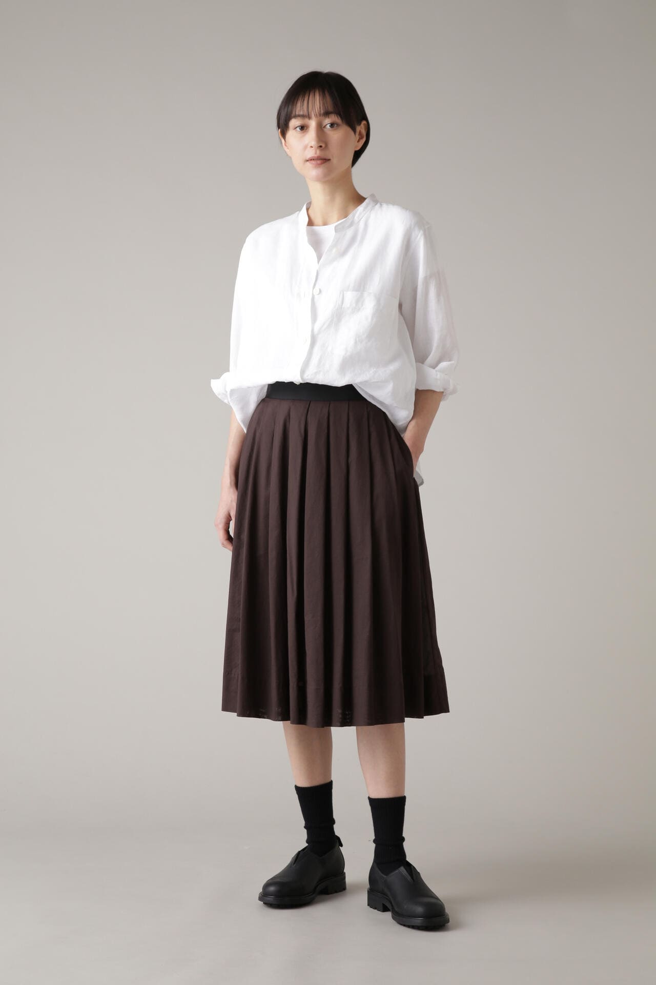 マーガレットハウエル スカート COTTON VOILE MID BLUE